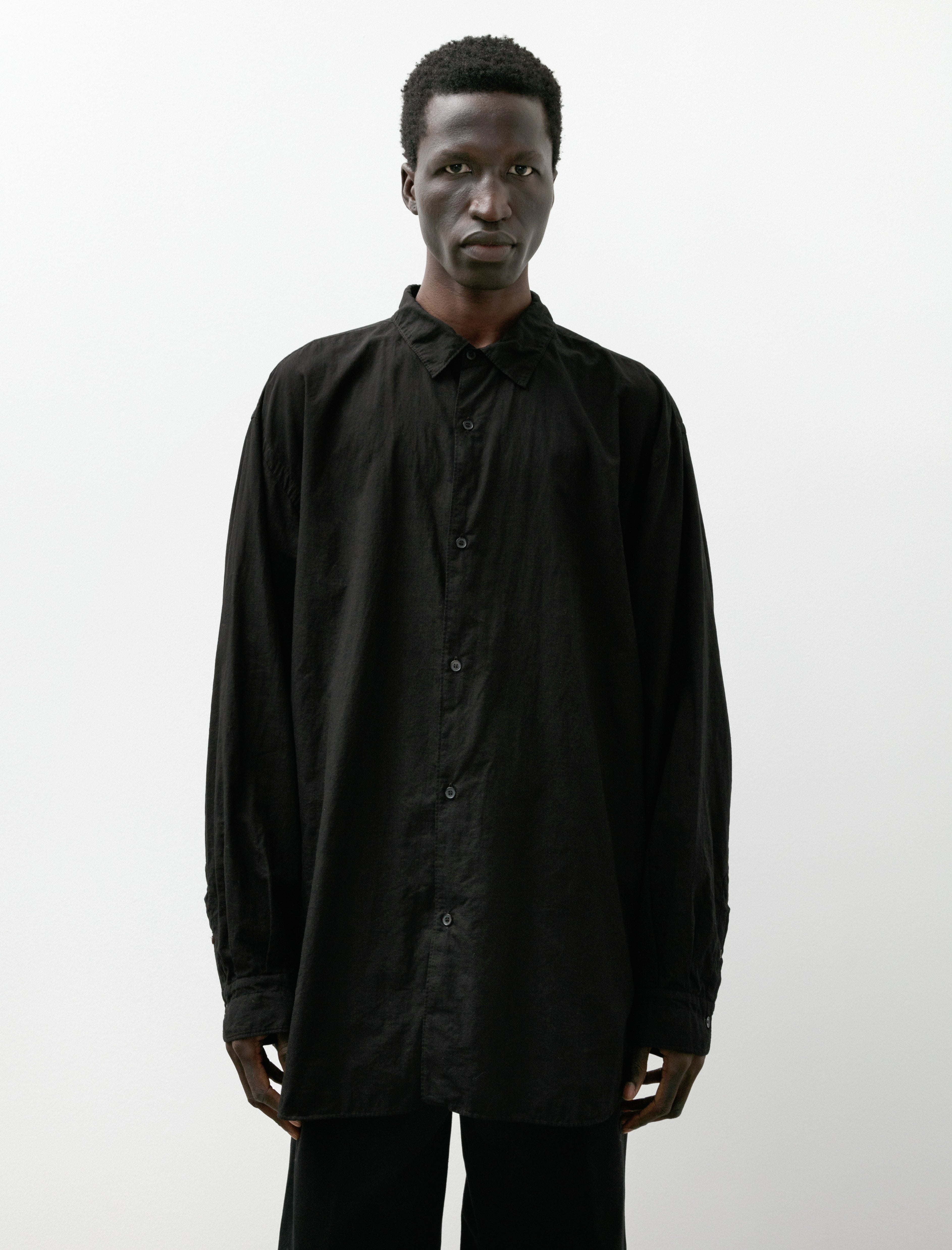 Comoli Khadi Cotton Double Layer Comoli Shirt Black