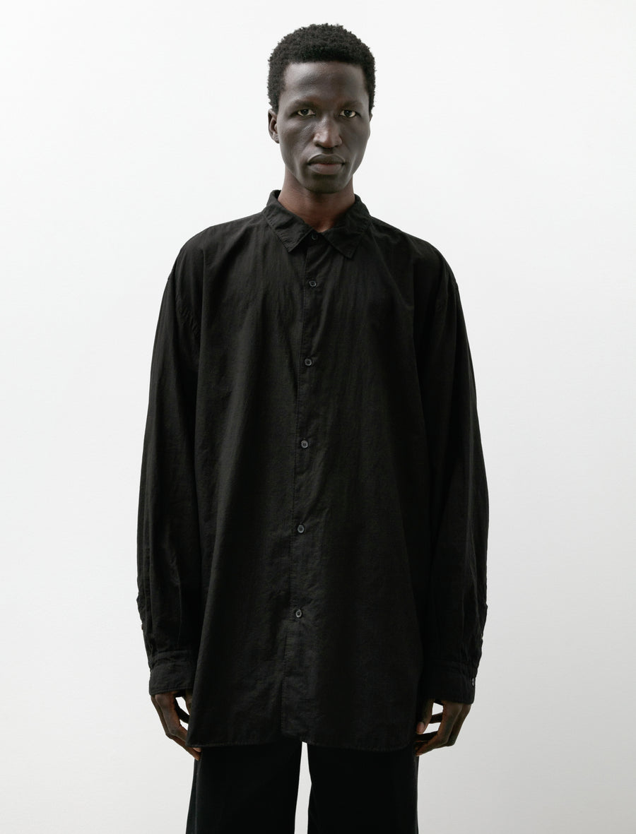 Khadi Cotton Double Layer Comoli Shirt Black - Image 1