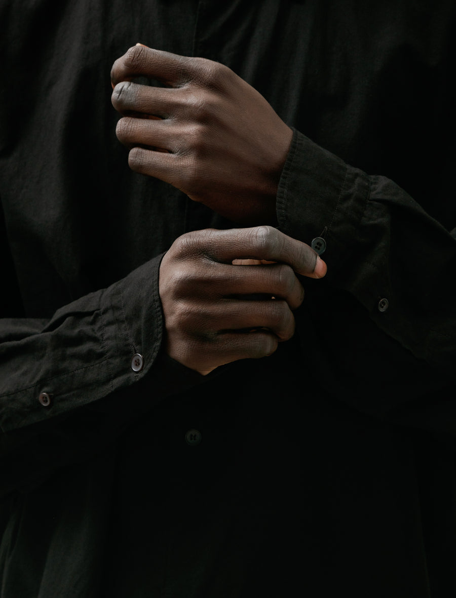 Khadi Cotton Double Layer Comoli Shirt Black - Image 4