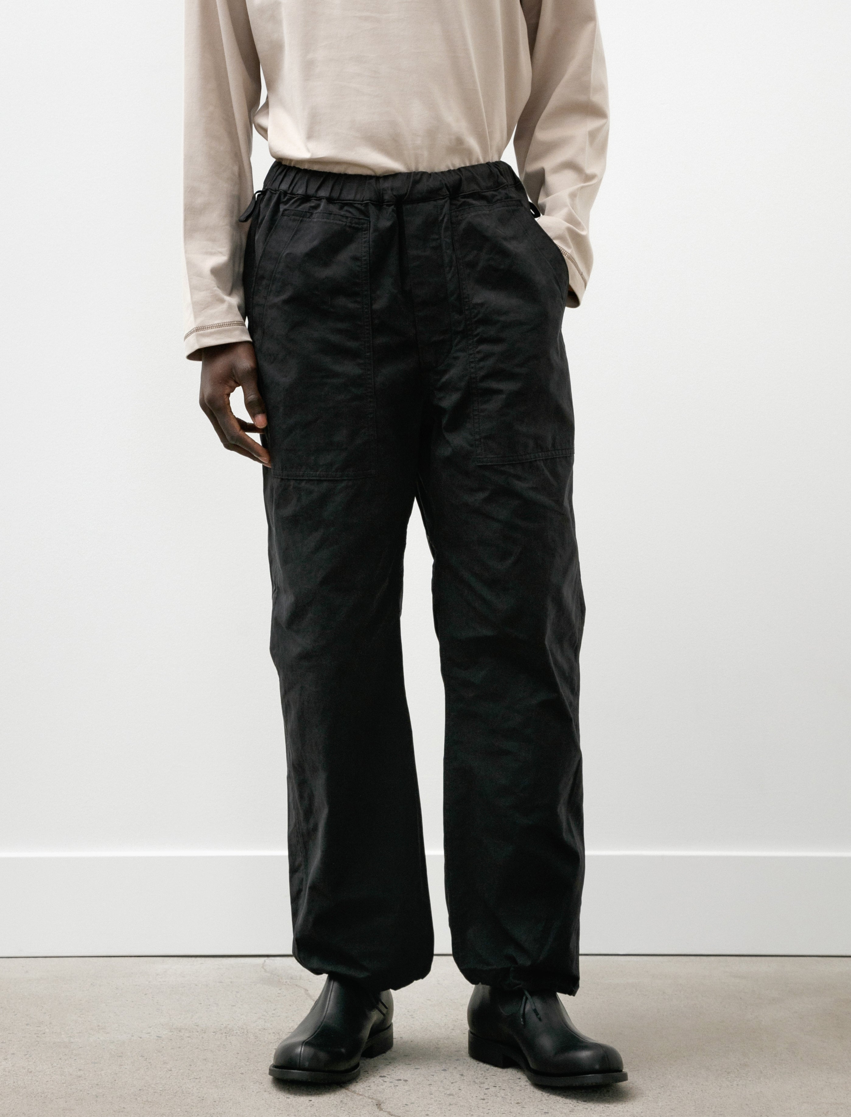 Phigvel Waxed Cloth String Trousers Ink Navy