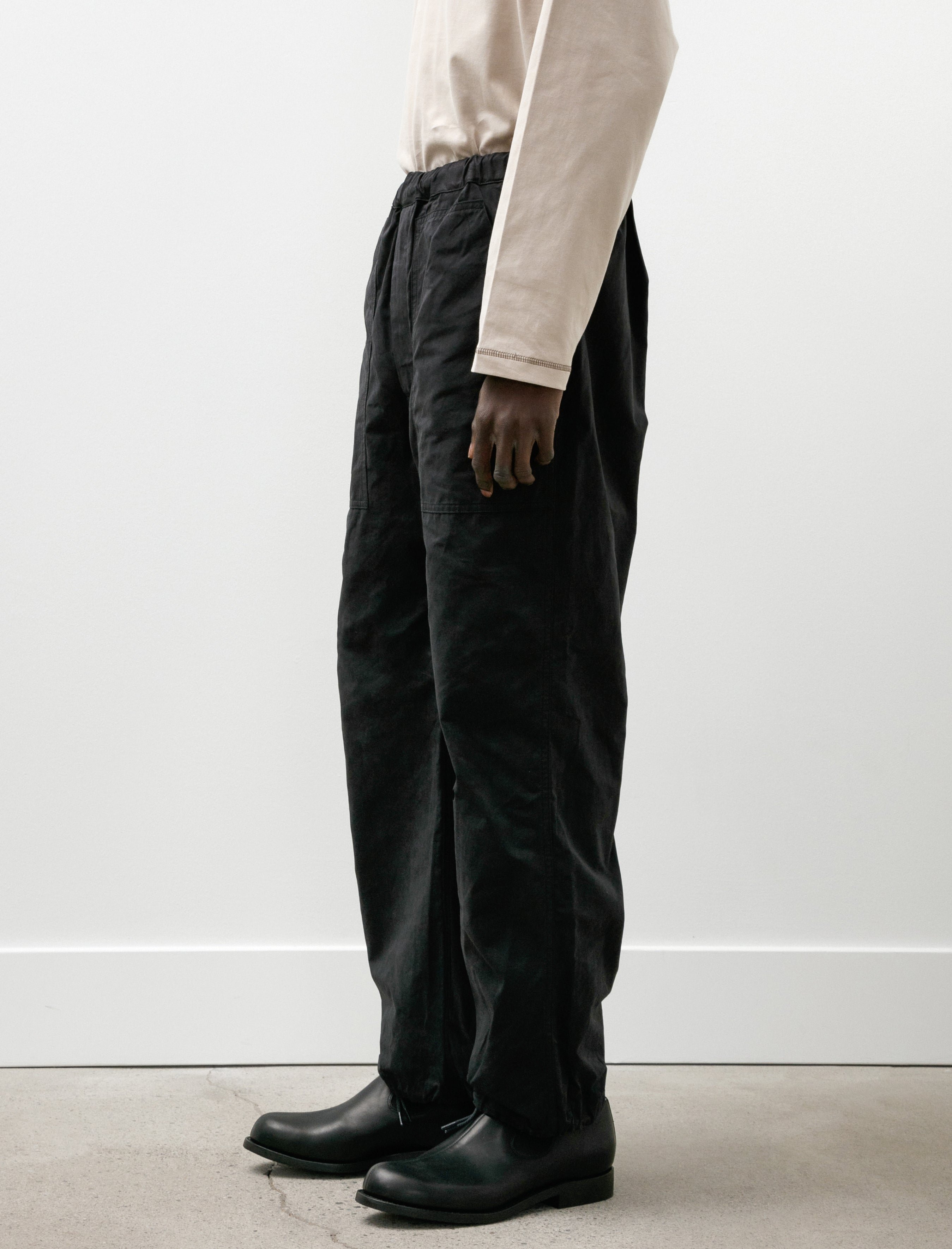 Phigvel Waxed Cloth String Trousers Ink Navy