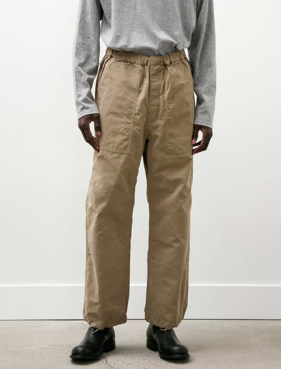 Waxed Cloth String Trousers Taupe Beige - Image 4