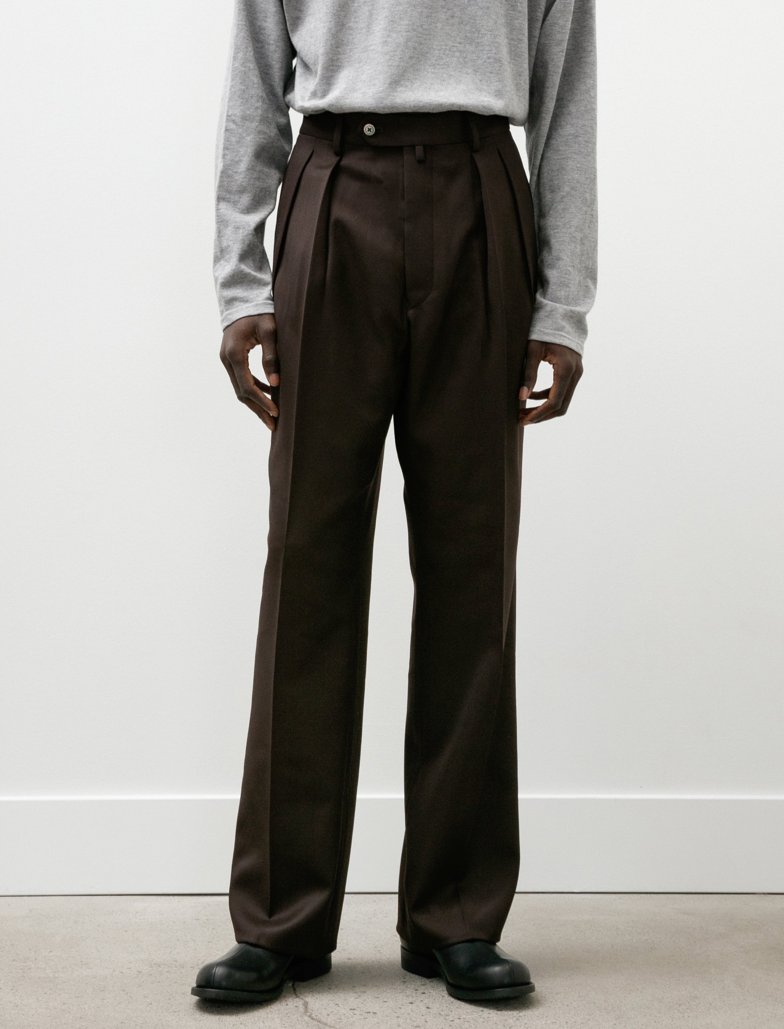 Neat Wool Tricotine Wide Brown