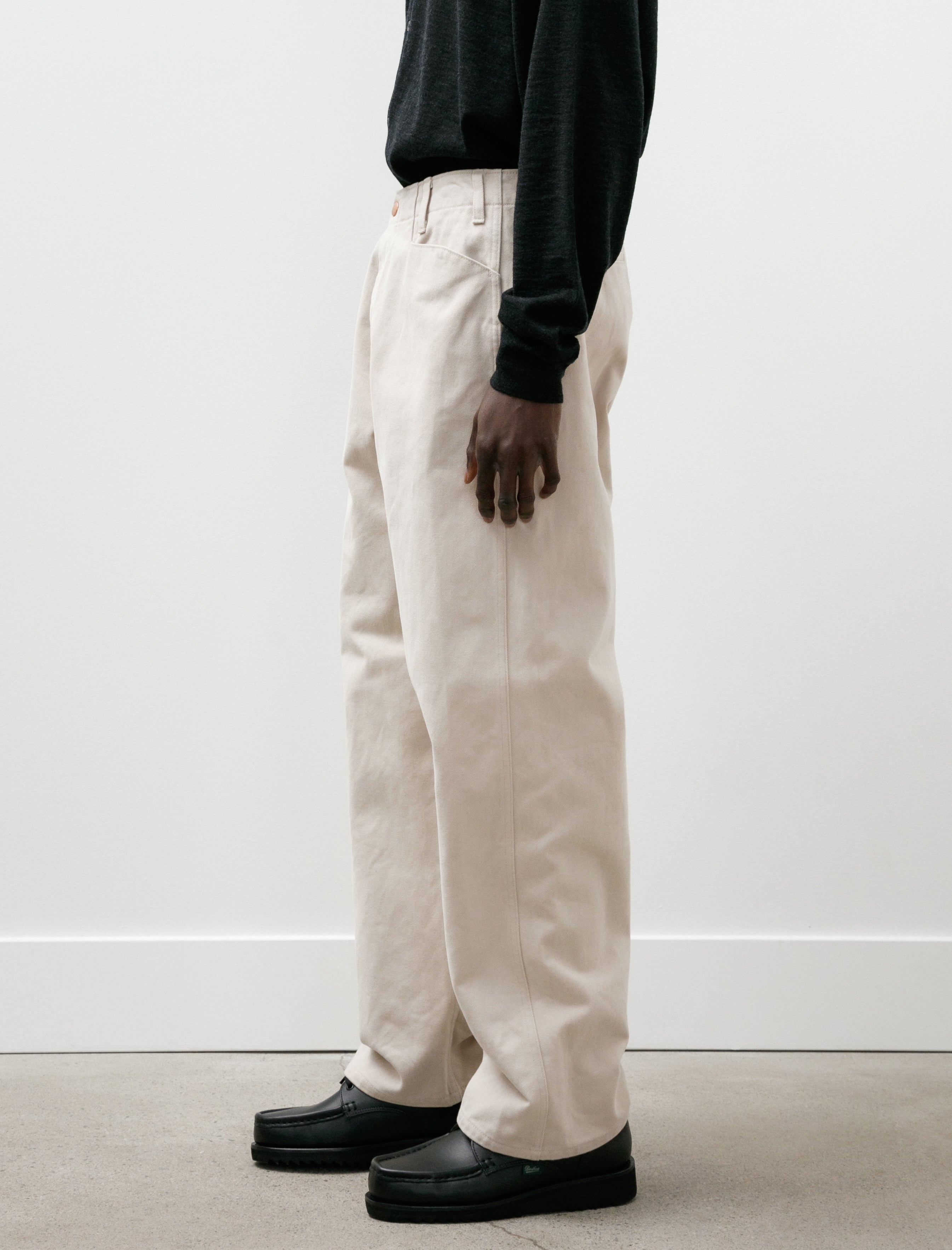 Comoli Cotton Twill Work Pants Ivory