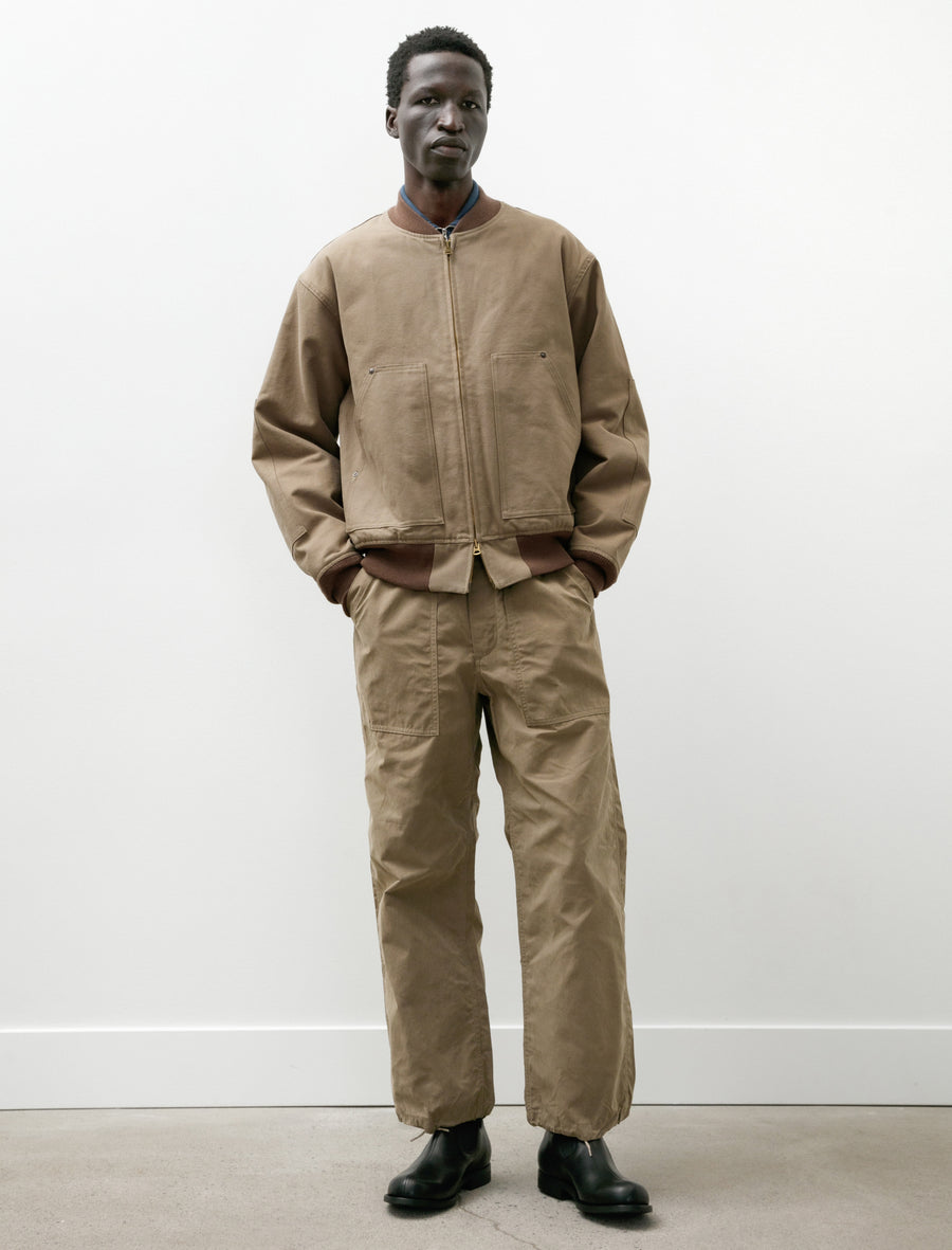 Waxed Cloth String Trousers Taupe Beige - Image 1