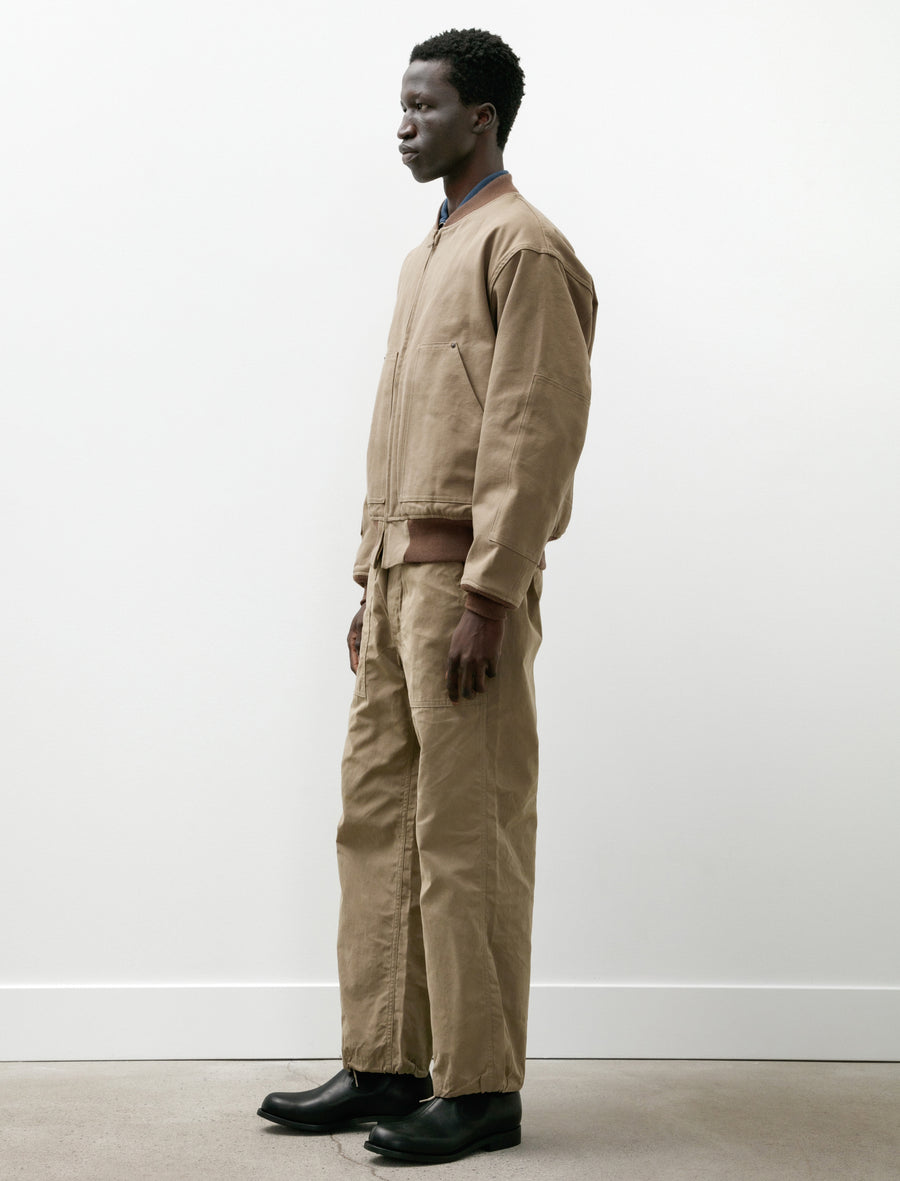 Waxed Cloth String Trousers Taupe Beige - Image 2