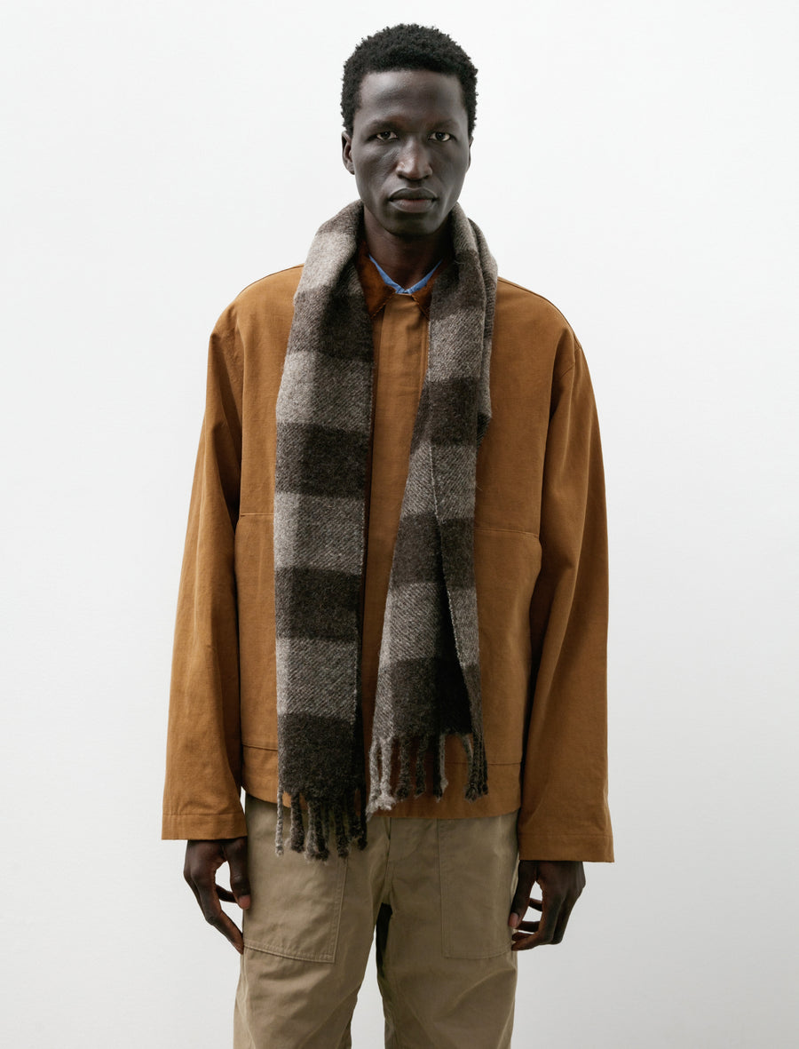 Felted Blanket Scarf Broad Check Sheep's Black - Image 2