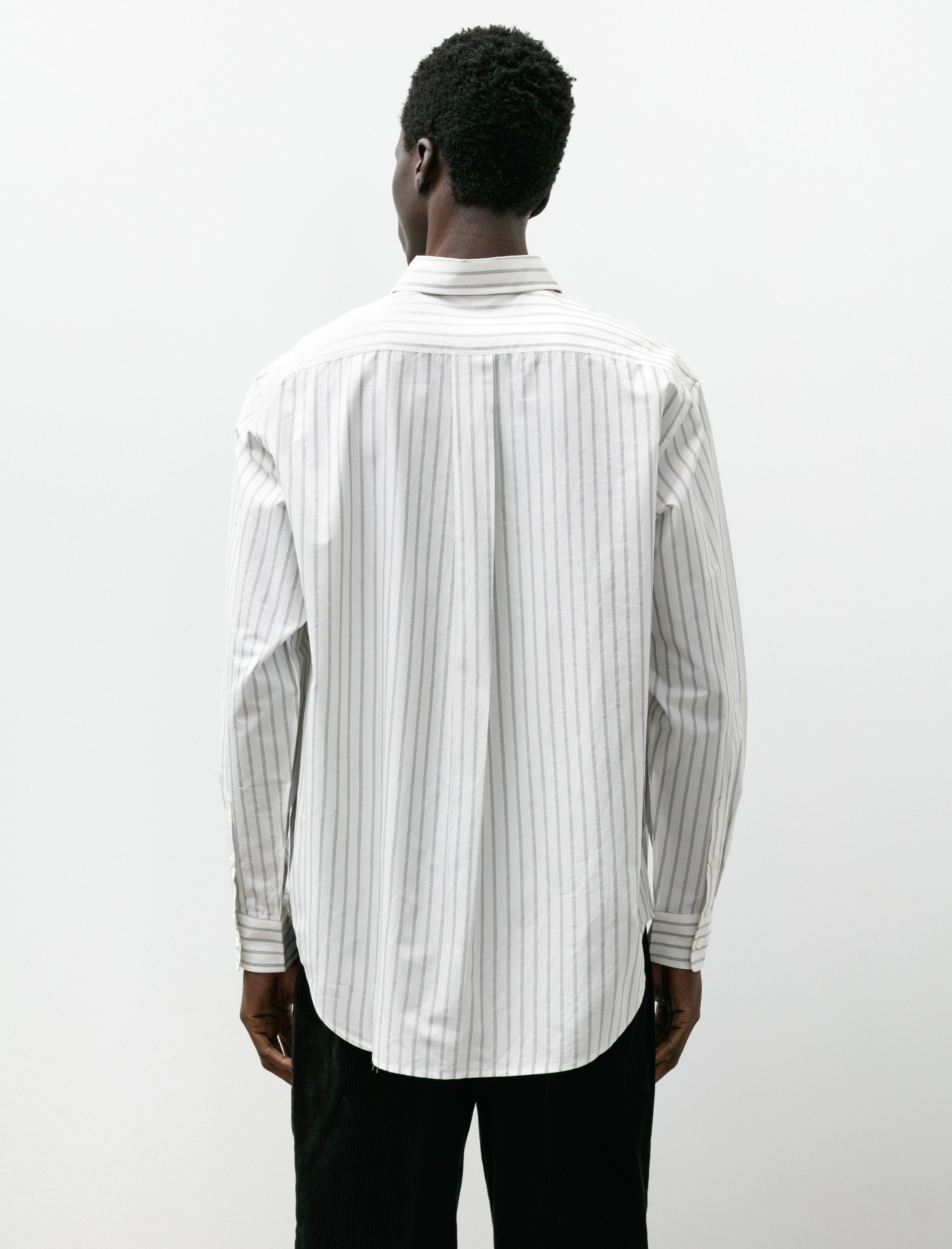 Ernie Palo Silk Cotton Stripe Shirt White