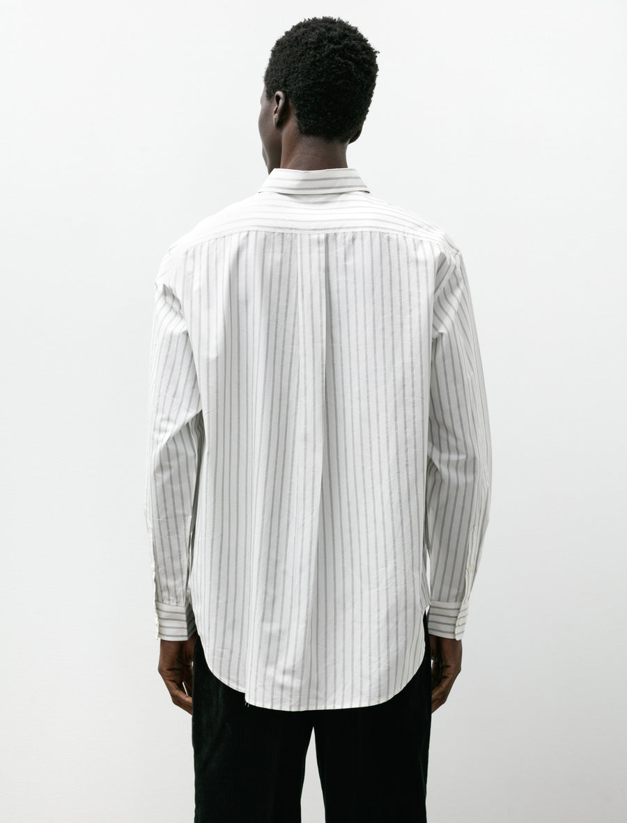 Silk Cotton Stripe Shirt White - Image 2