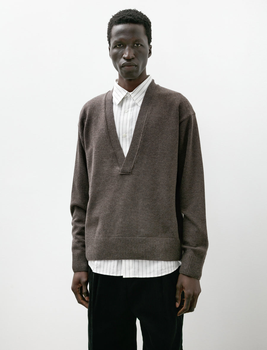 V-Neck Pullover Knit Brown - Image 1
