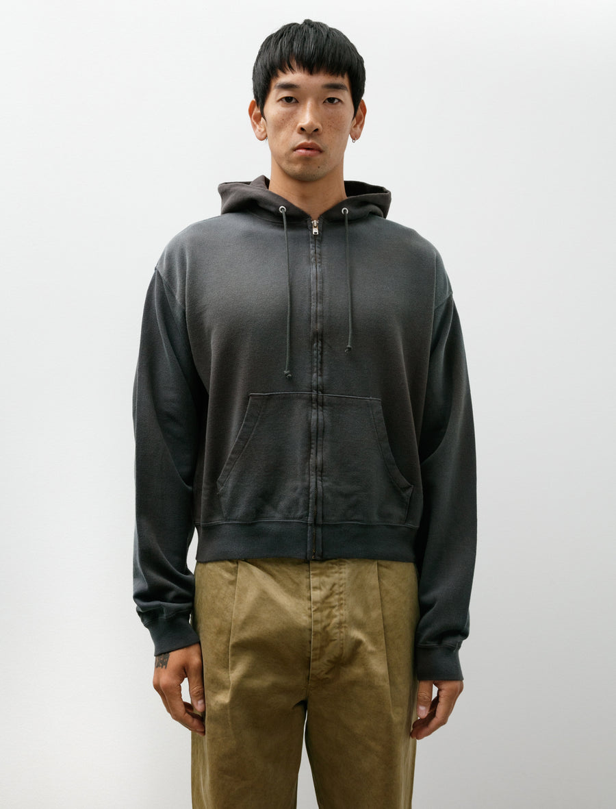 Product Dyed Pima Light Sweat Zip Parka Ink Black - Image 1