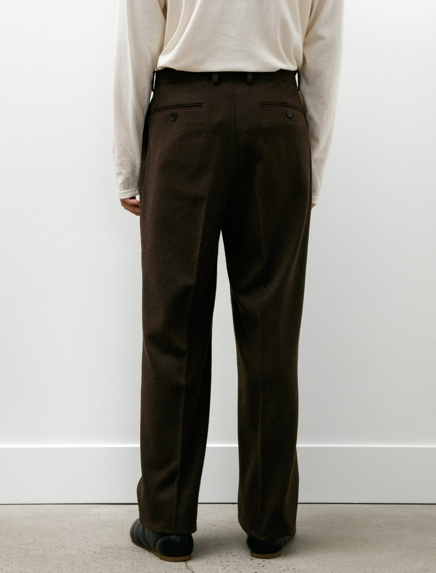 Baby Camel Flannel Two-Tuck Slacks Dark Brown - Image 5