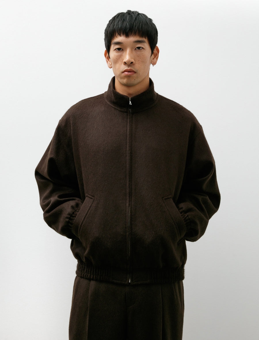 Baby Camel Flannel Zip Blouson Dark Brown - Image 1