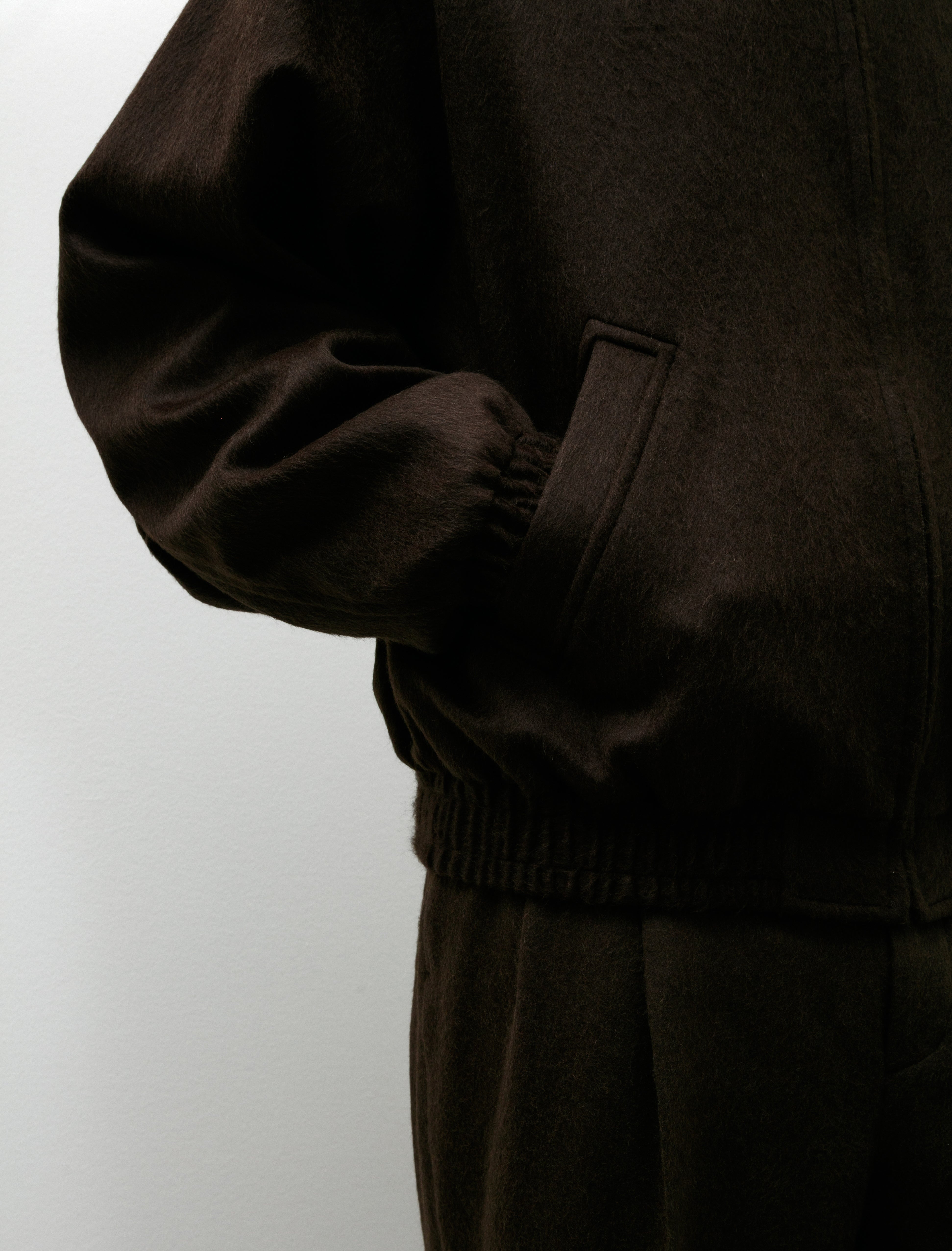 Baby Camel Flannel Zip Blouson Dark Brown