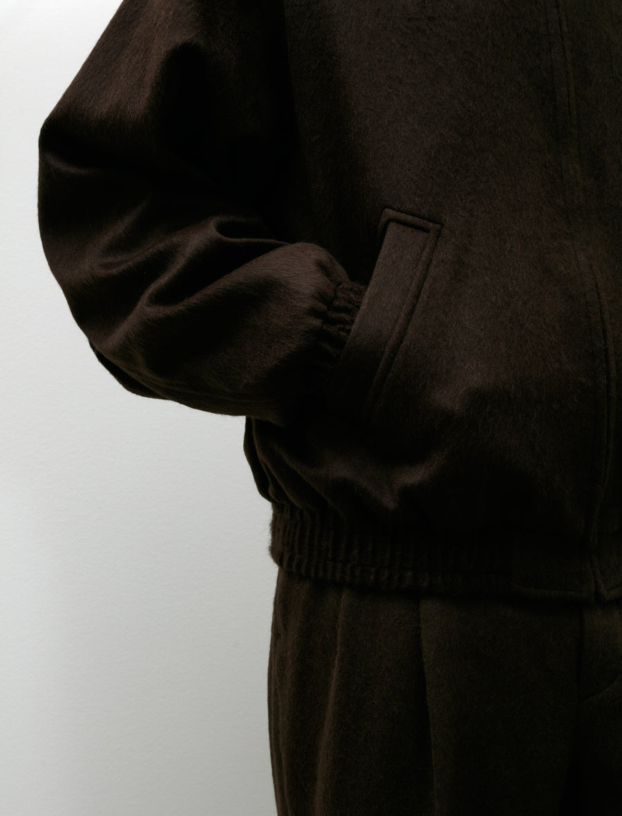 Baby Camel Flannel Zip Blouson Dark Brown - Image 5