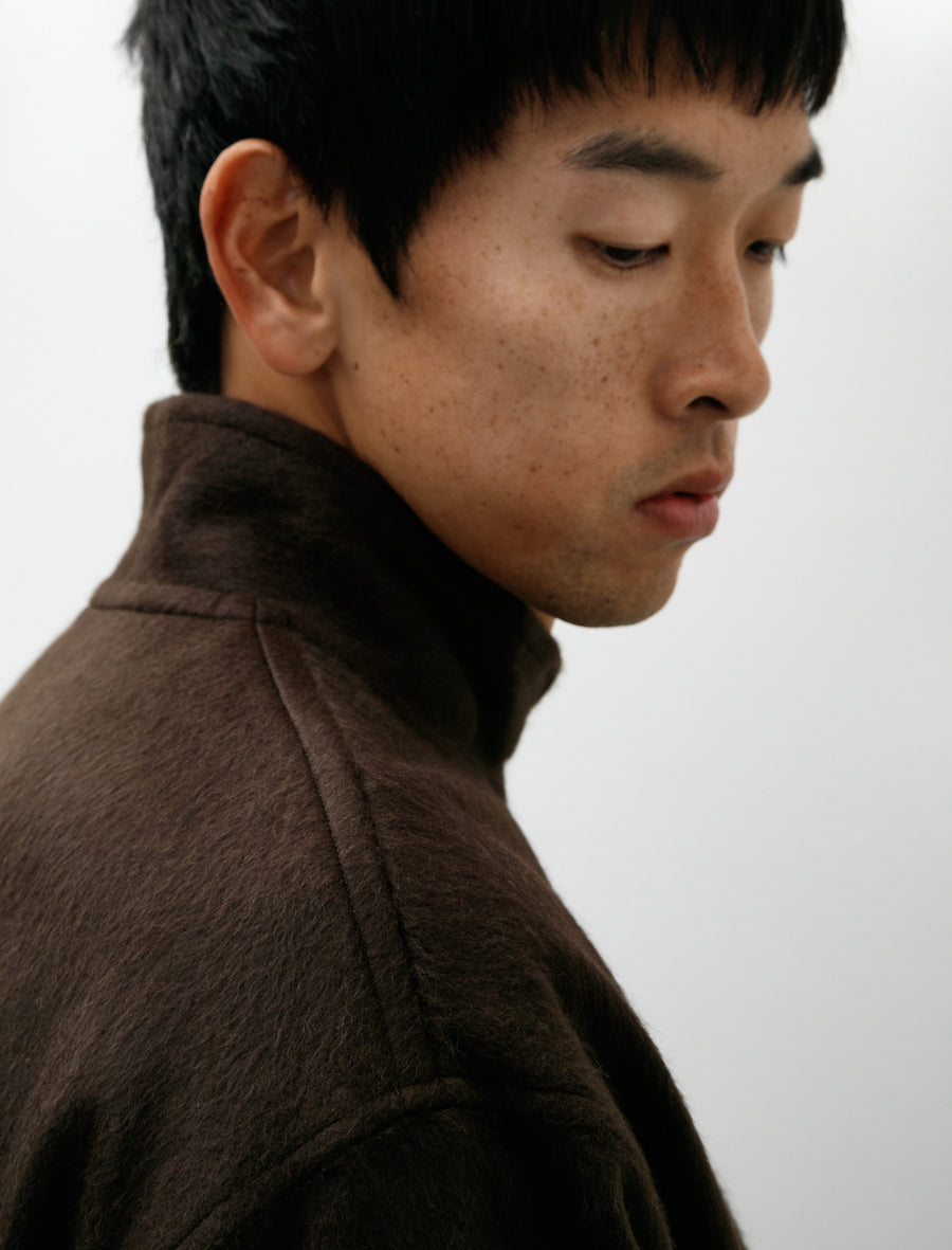 Baby Camel Flannel Zip Blouson Dark Brown - Image 6