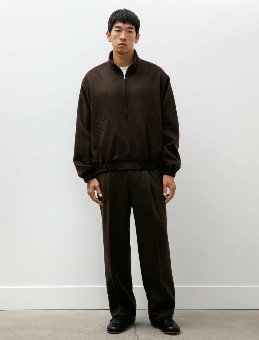 Baby Camel Flannel Two-Tuck Slacks Dark Brown - Image 1