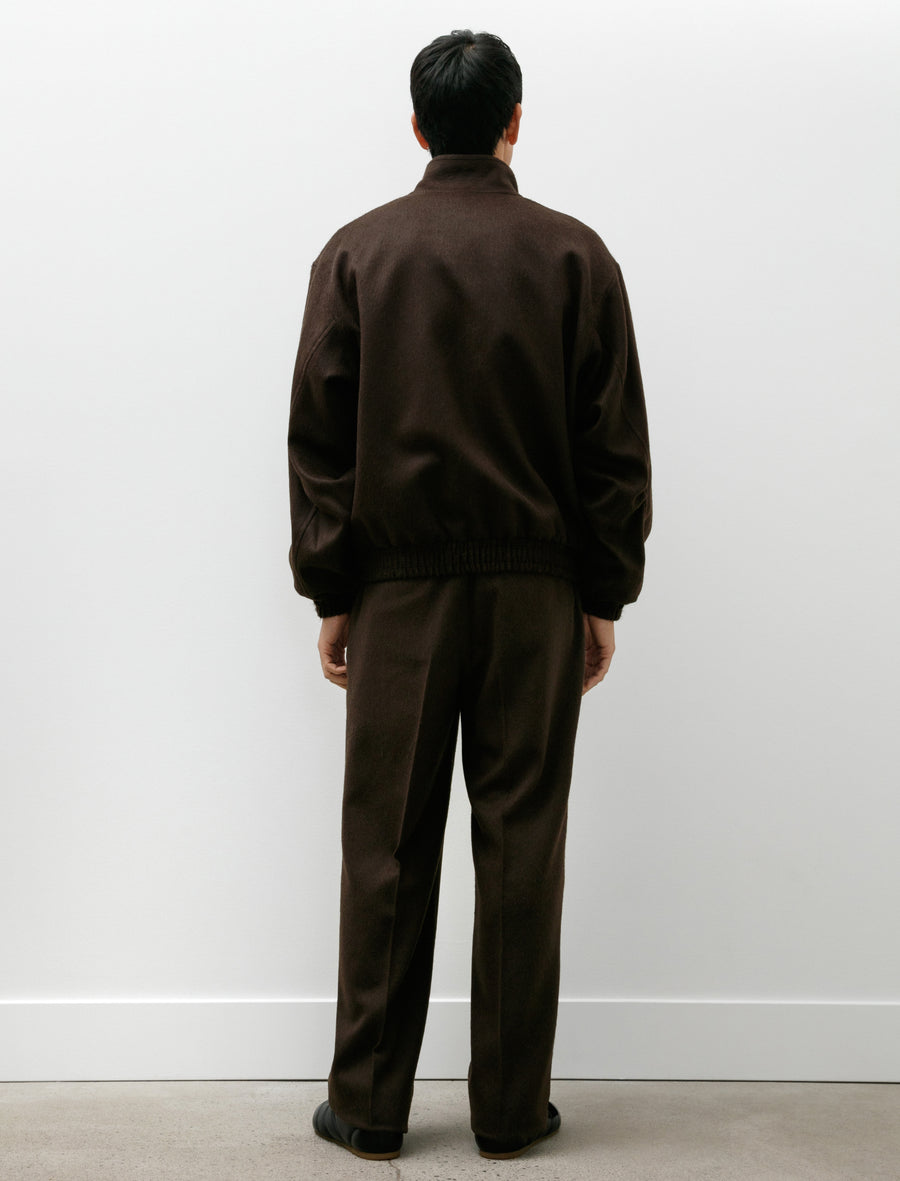 Baby Camel Flannel Two-Tuck Slacks Dark Brown - Image 2