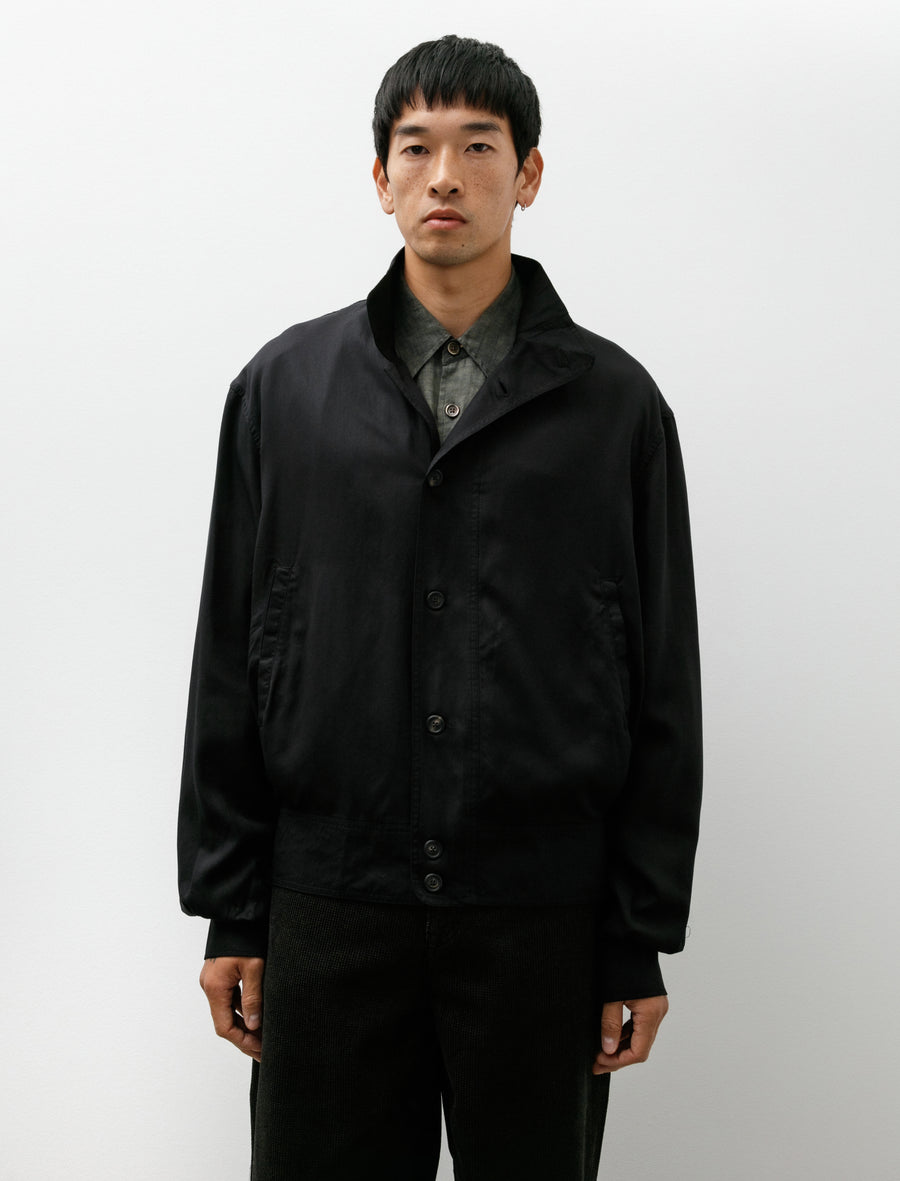 Mock Bomber Draping Black Lyocell - Image 1