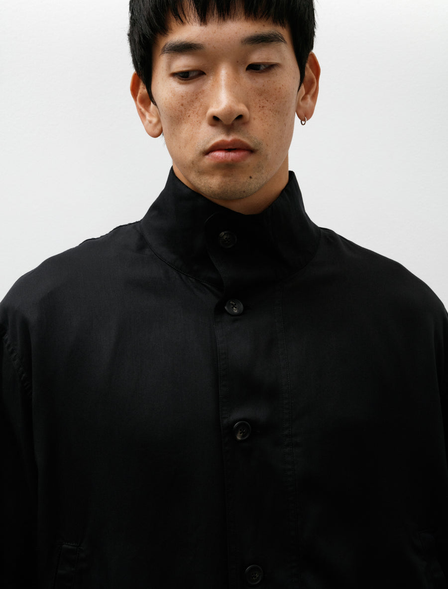 Mock Bomber Draping Black Lyocell - Image 4