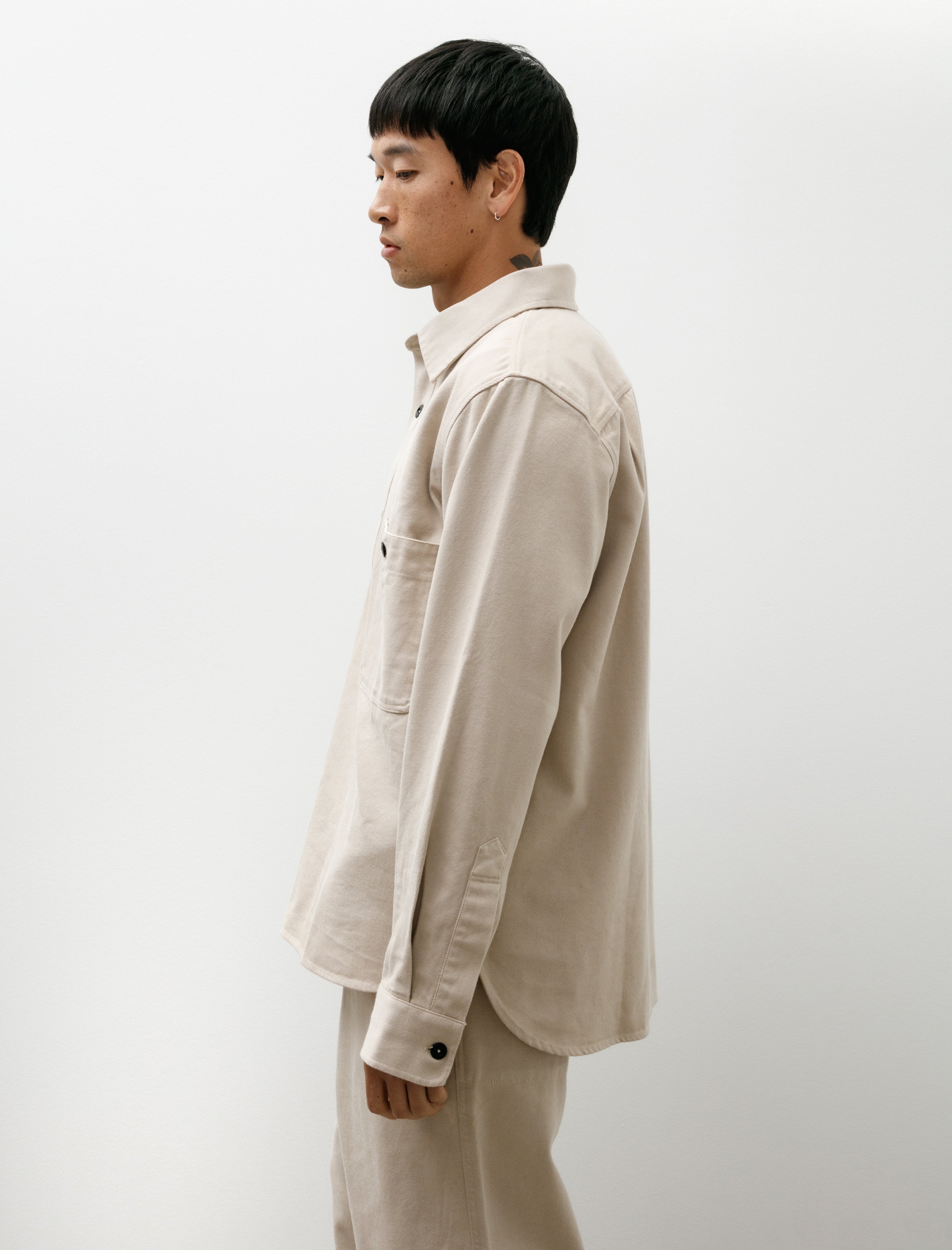 Margaret Howell MHL Overhead Shirt Cotton Wool Drill Bone