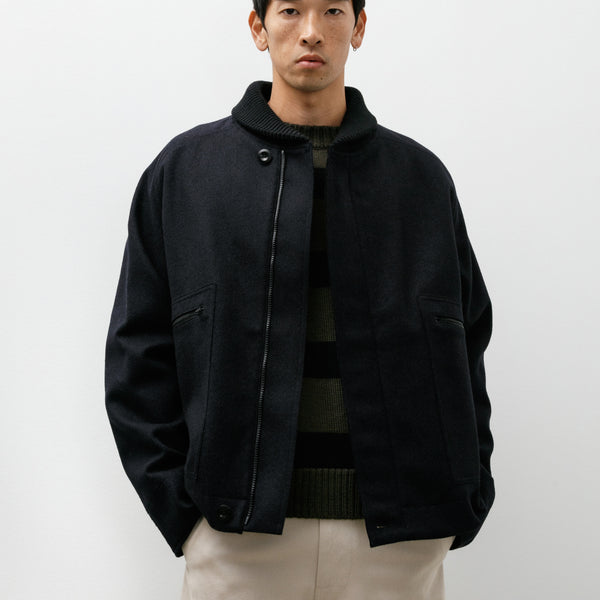 Margaret Howell MHL Rib Neck Jacket Ink – Neighbour