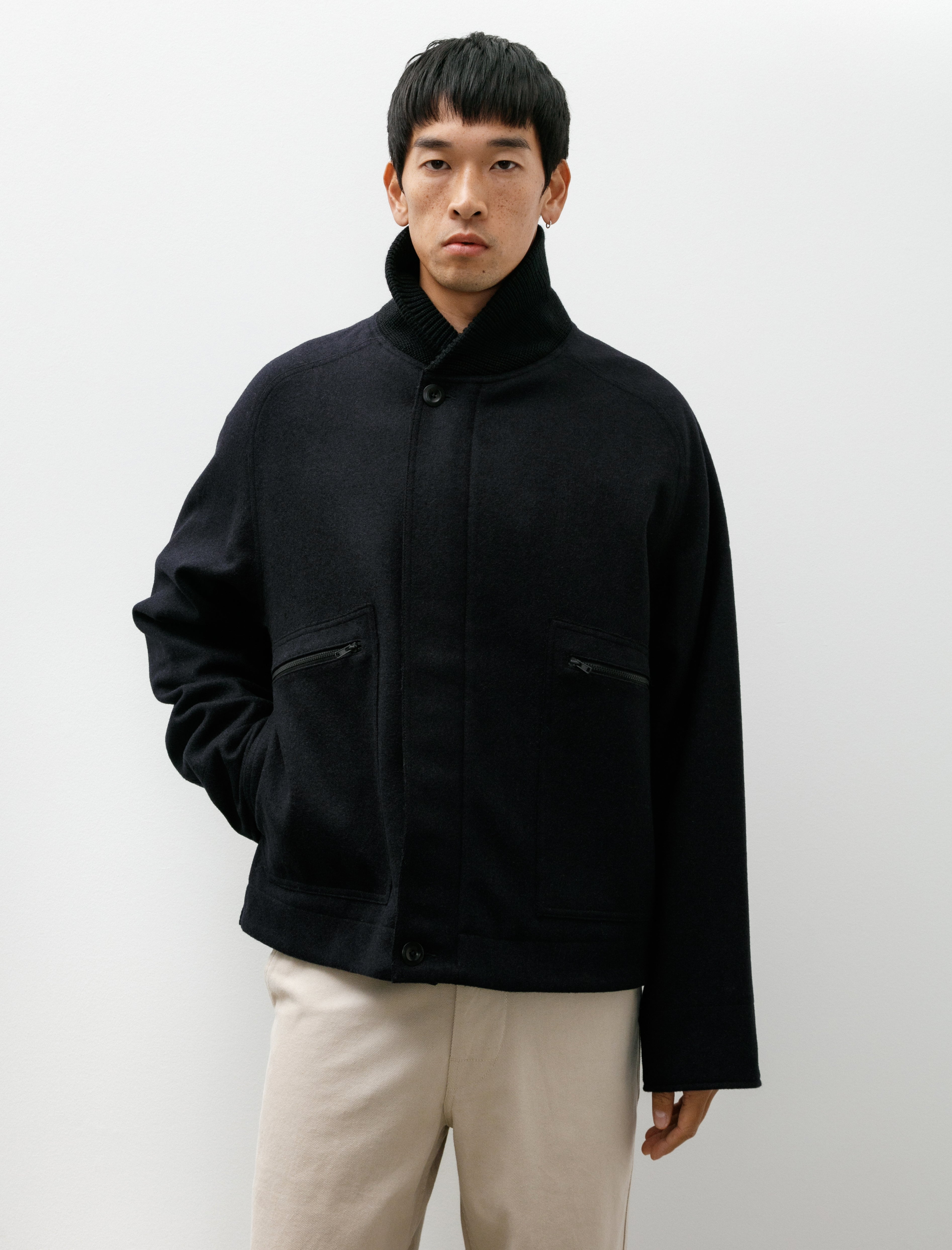 Margaret Howell MHL Rib Neck Jacket Ink