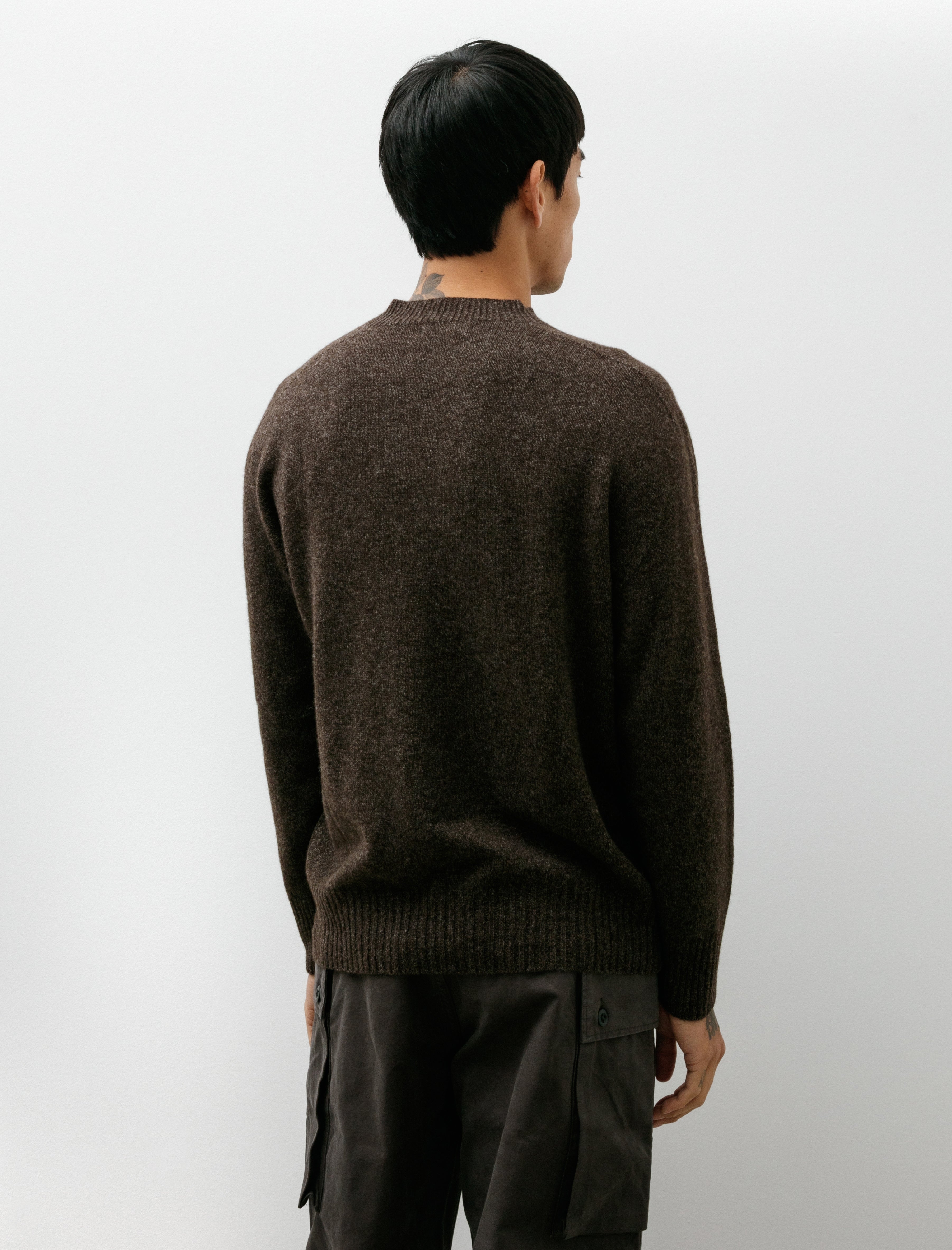 Margaret Howell Seamless Crewneck Wool Cashmere Coffee Twist