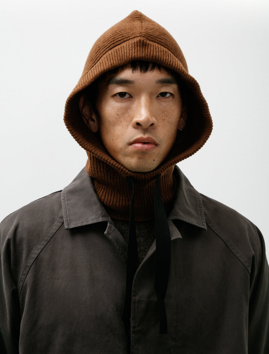 MHL Knitted Hood Lambswool Conker - Image 1