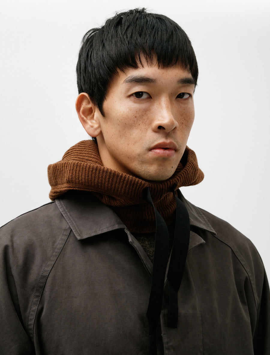 MHL Knitted Hood Lambswool Conker - Image 3