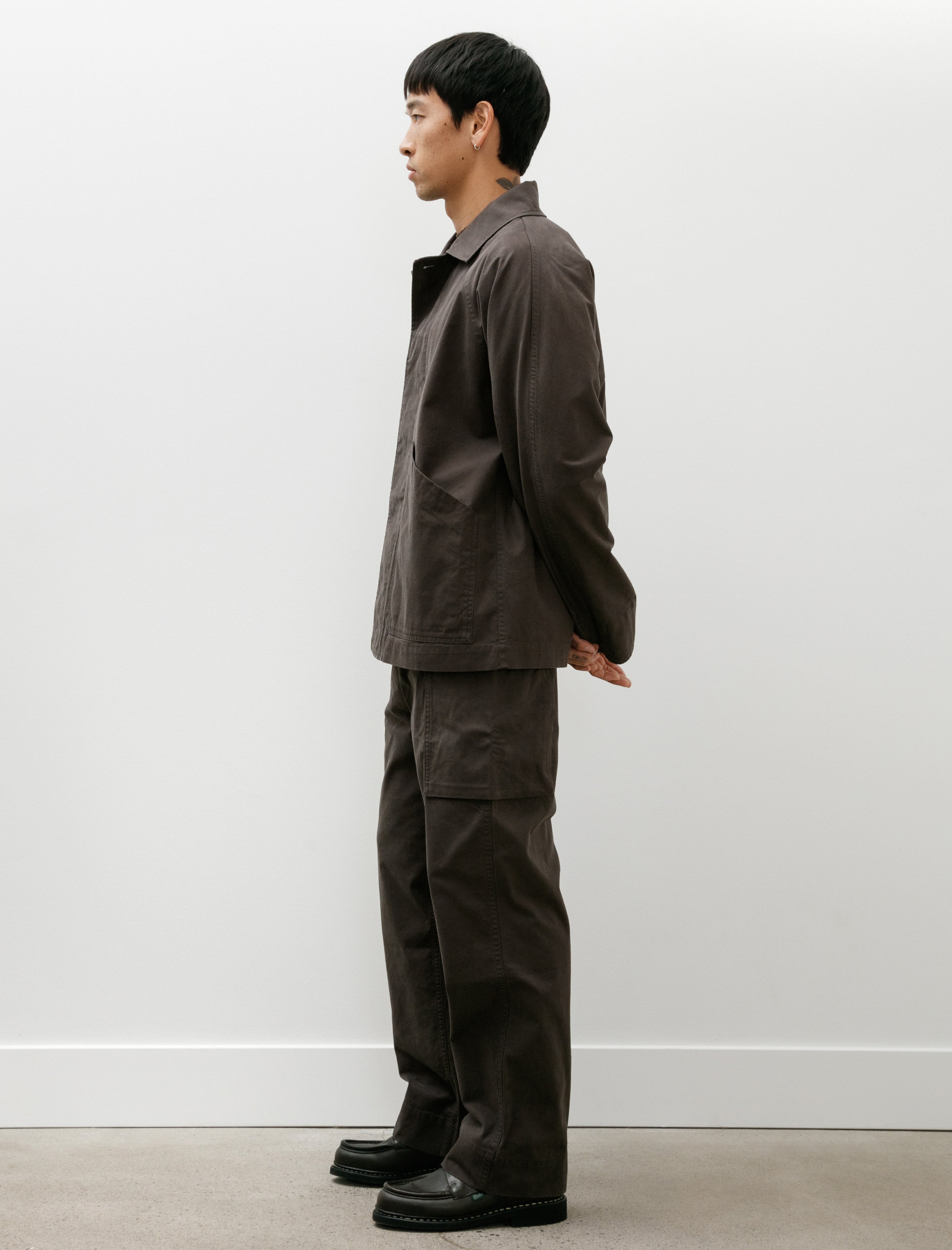 Margaret Howell MHL Cargo Pocket Trousers Cotton Drill Ebony