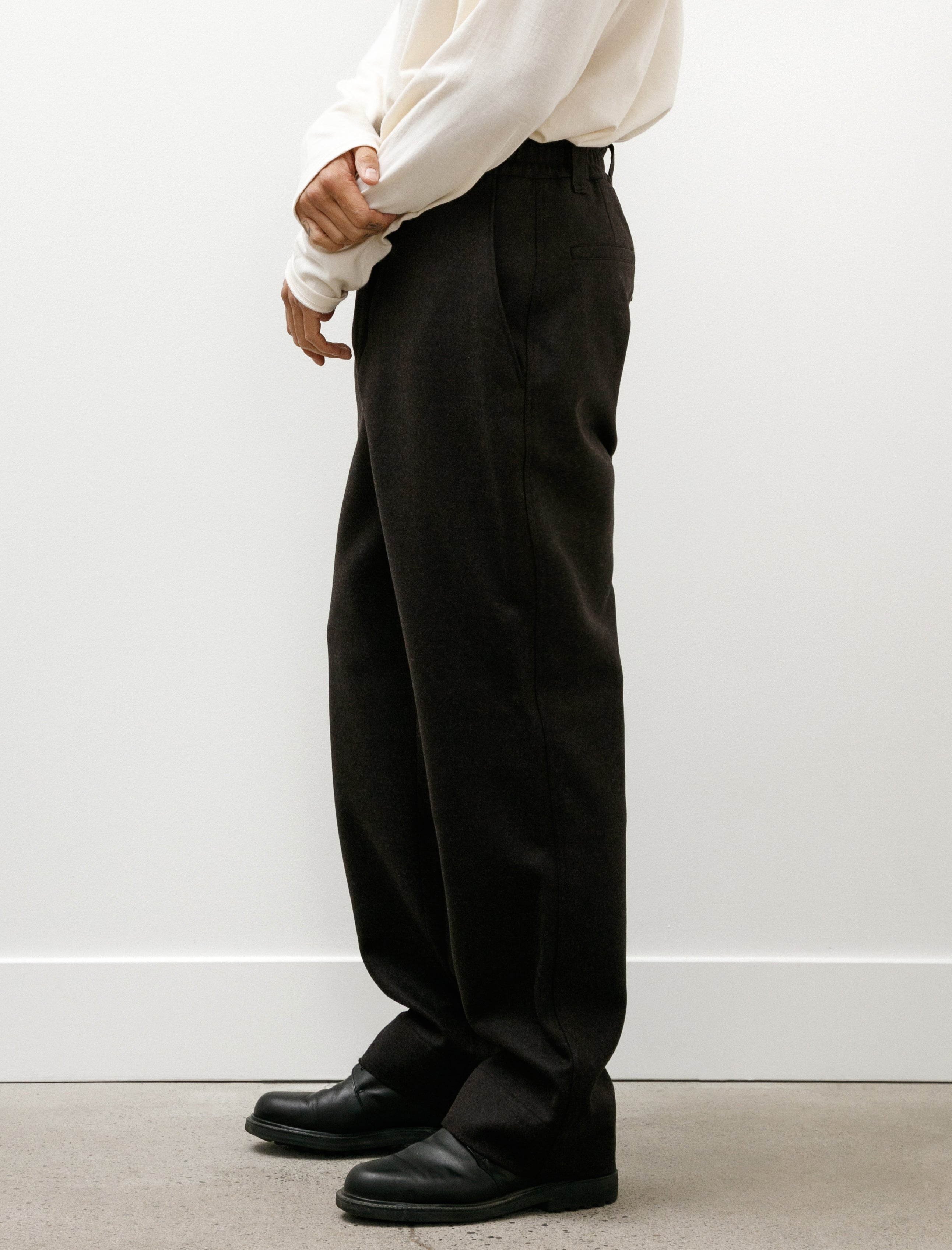 Margaret Howell Relaxed Trousers Compact Yarn Dyed Wool Bark