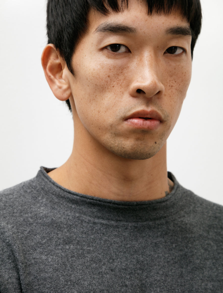 Felted Crewneck Fine Felted Merino Grey Melange - Image 4