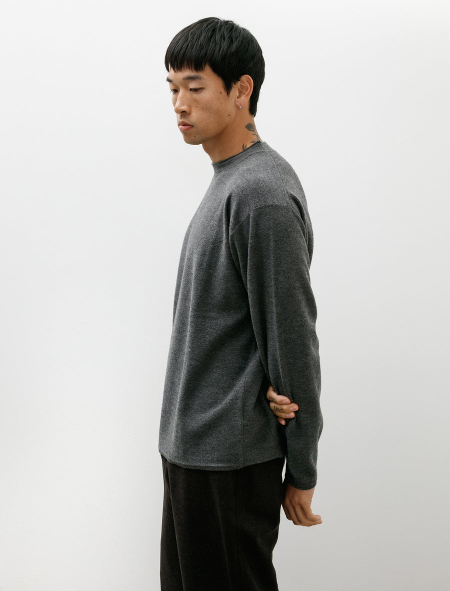 Felted Crewneck Fine Felted Merino Grey Melange - Image 3