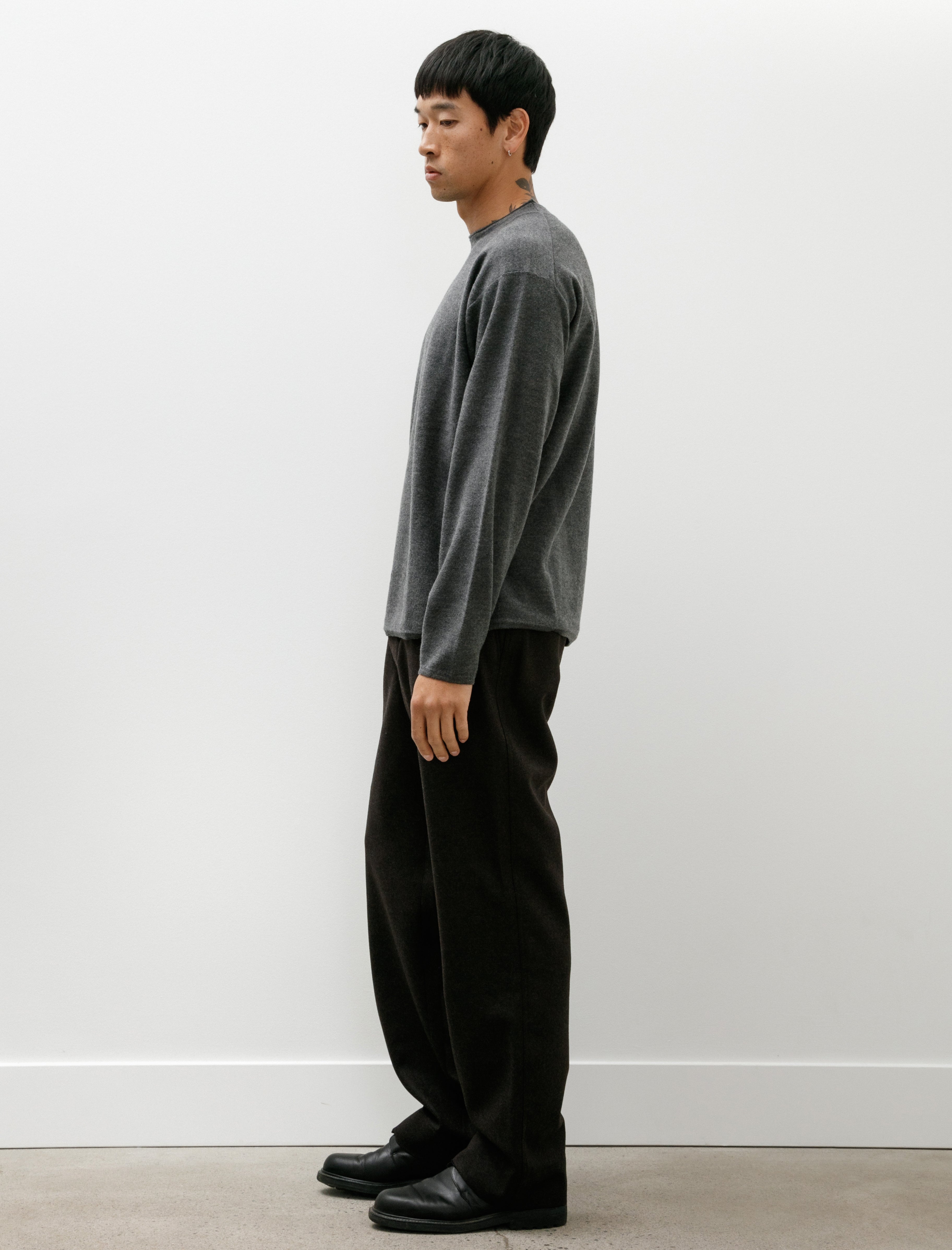 Margaret Howell Relaxed Trousers Compact Yarn Dyed Wool Bark