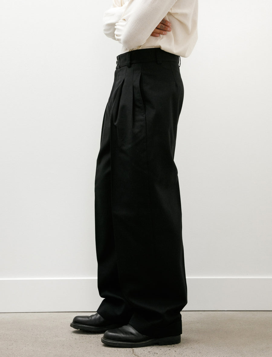 Stitch Pleat Trousers Dry Wool Black - Image 6