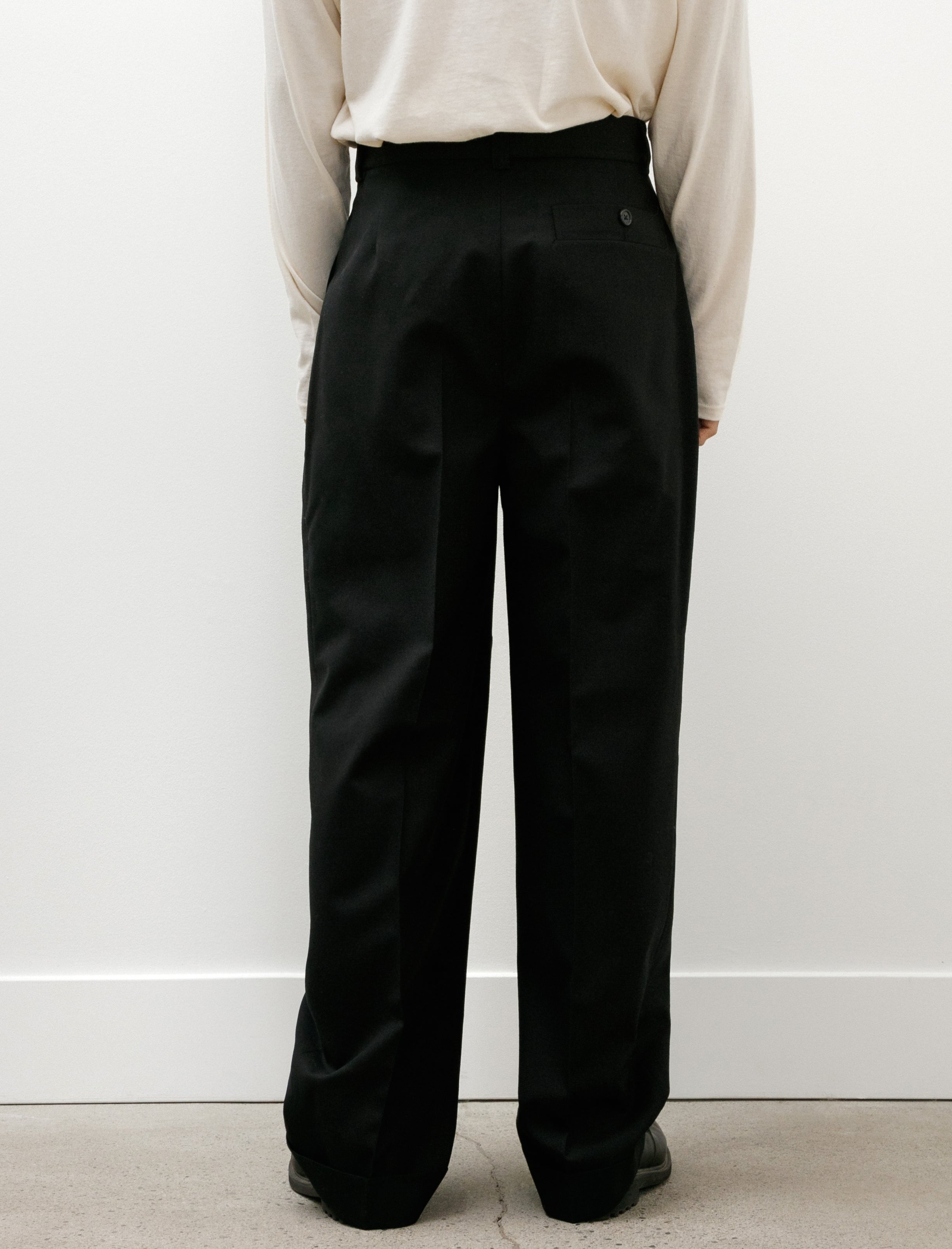 Margaret Howell Stitch Pleat Trousers Dry Wool Black