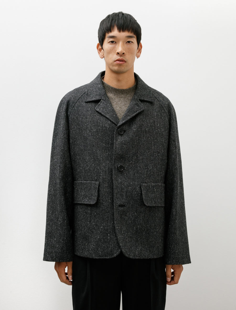 Raglan Blazer Dry Herringbone Charcoal - Image 1