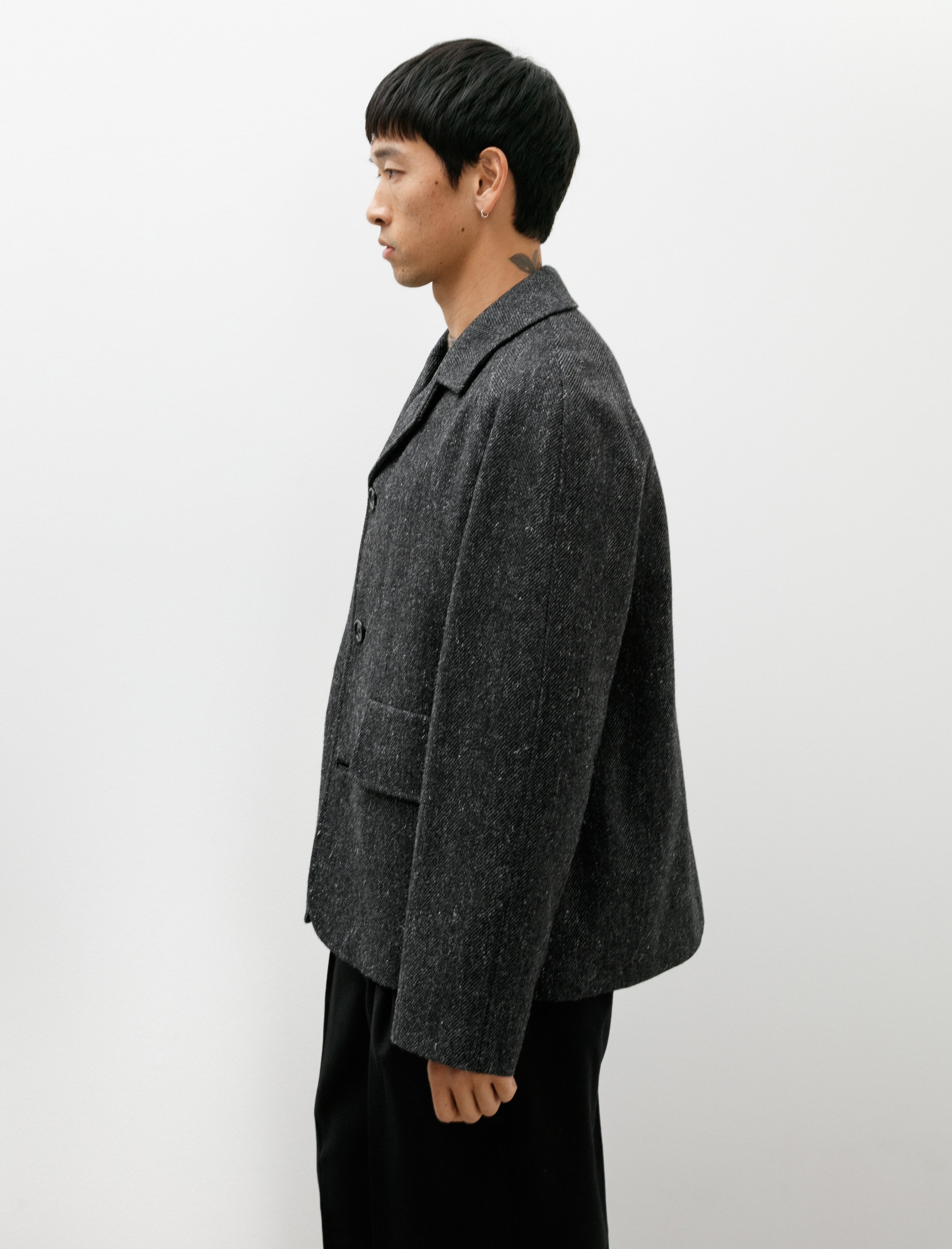 Margaret Howell Raglan Blazer Dry Herringbone Charcoal
