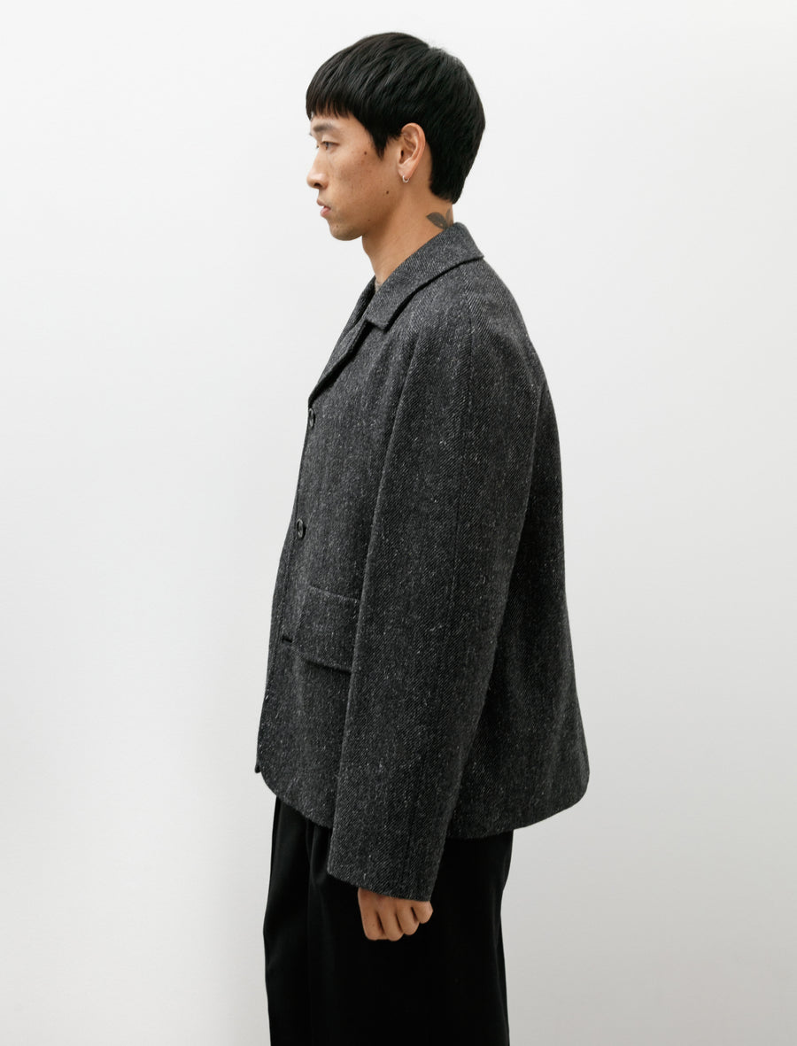 Raglan Blazer Dry Herringbone Charcoal - Image 3