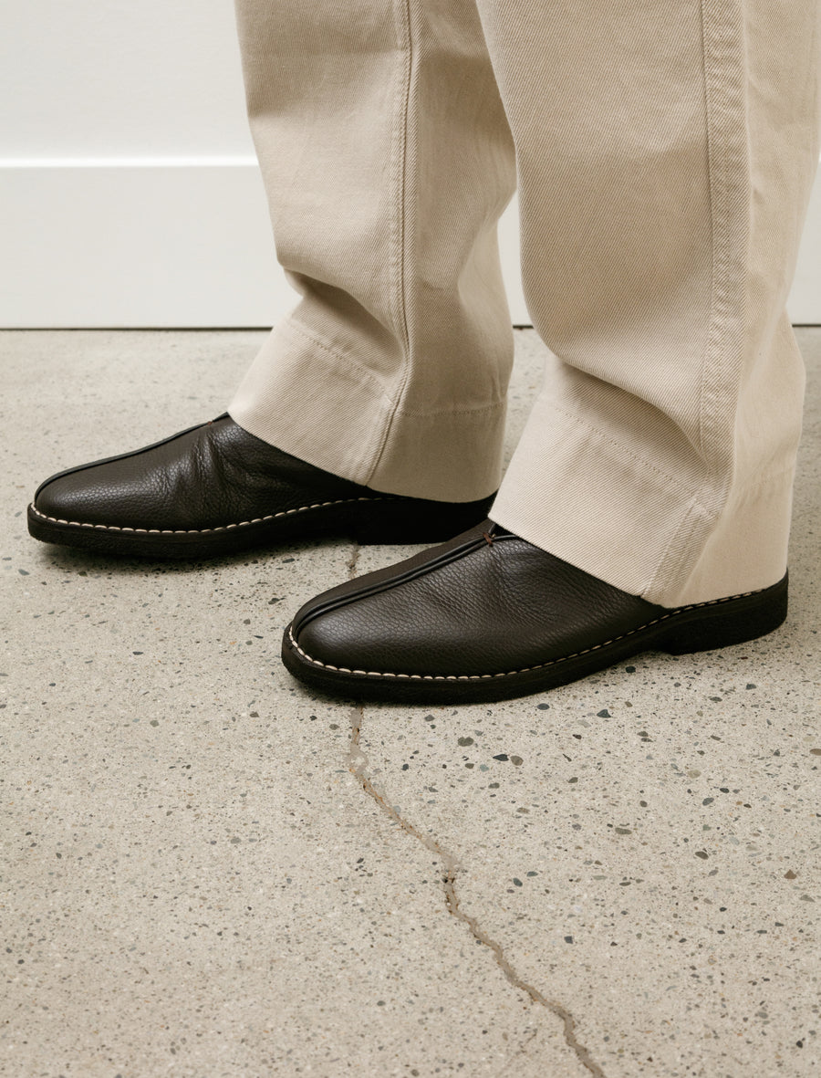 Piped Crepe Slippers Dark Brown - Image 6