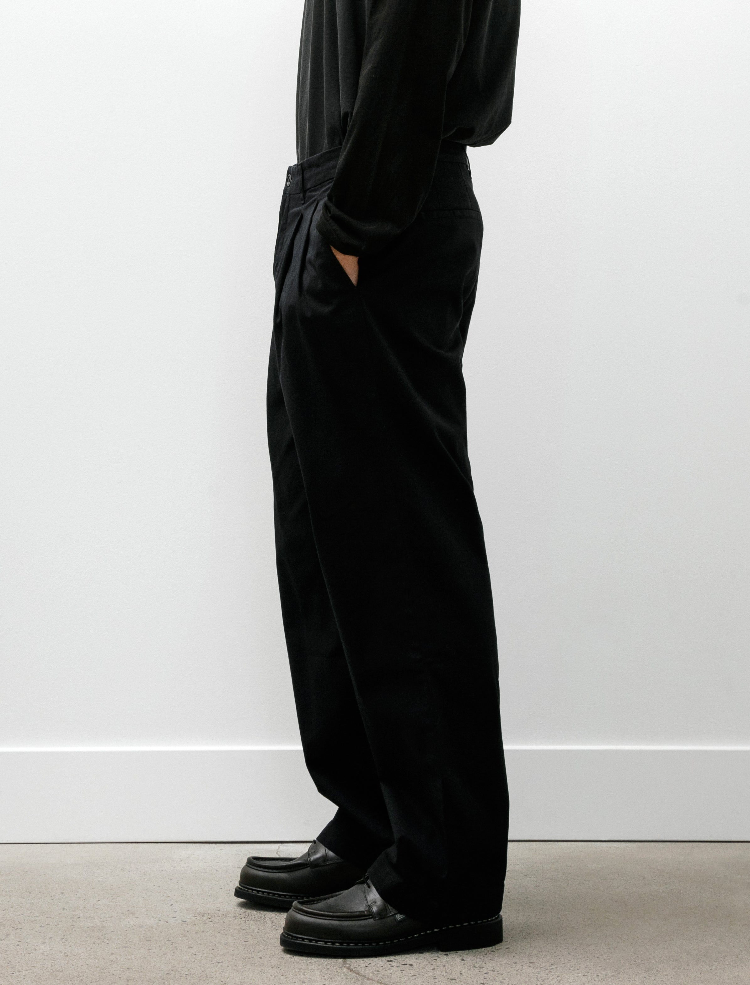 Norse Projects Benn Relaxed Twill Pleated Trouser Black