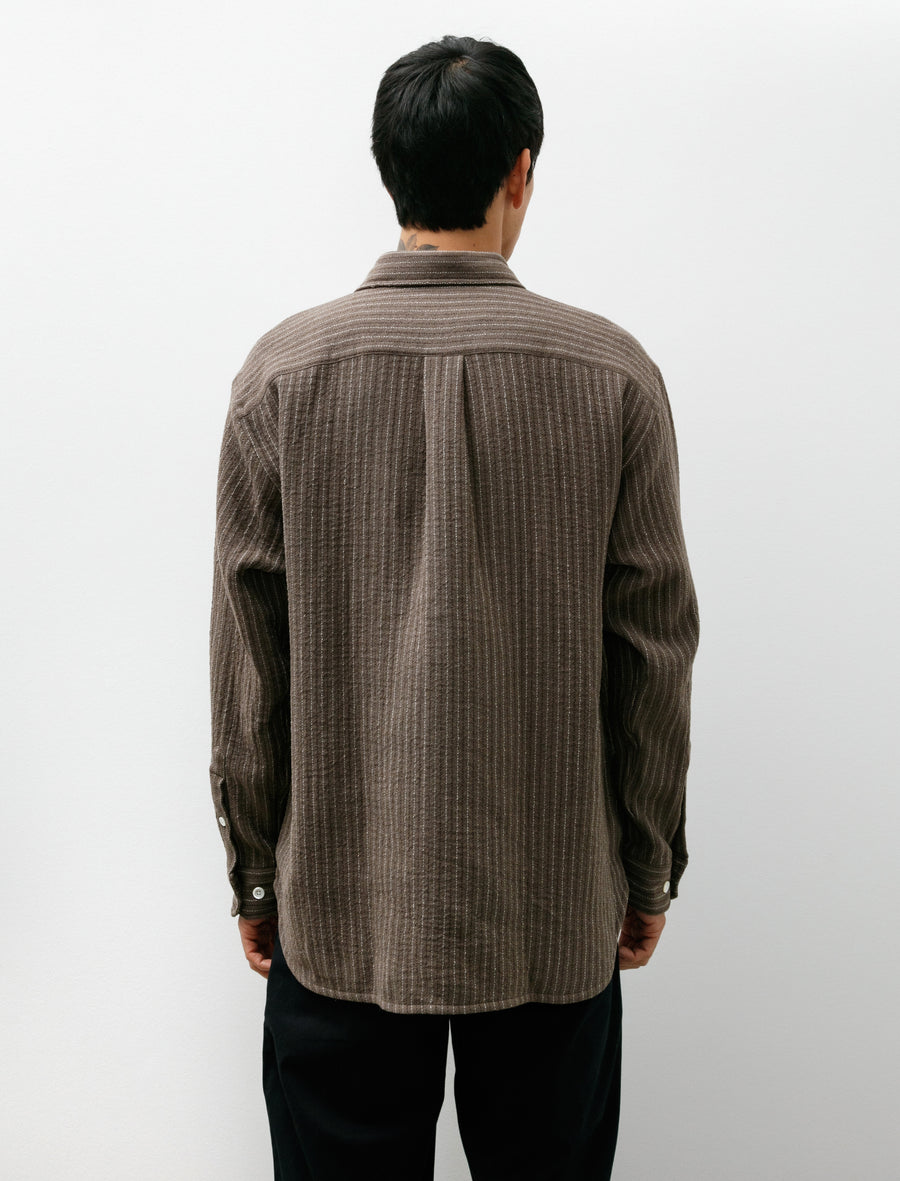 Ole Oversized Wool Stripe Shirt Seal Brown - Image 2