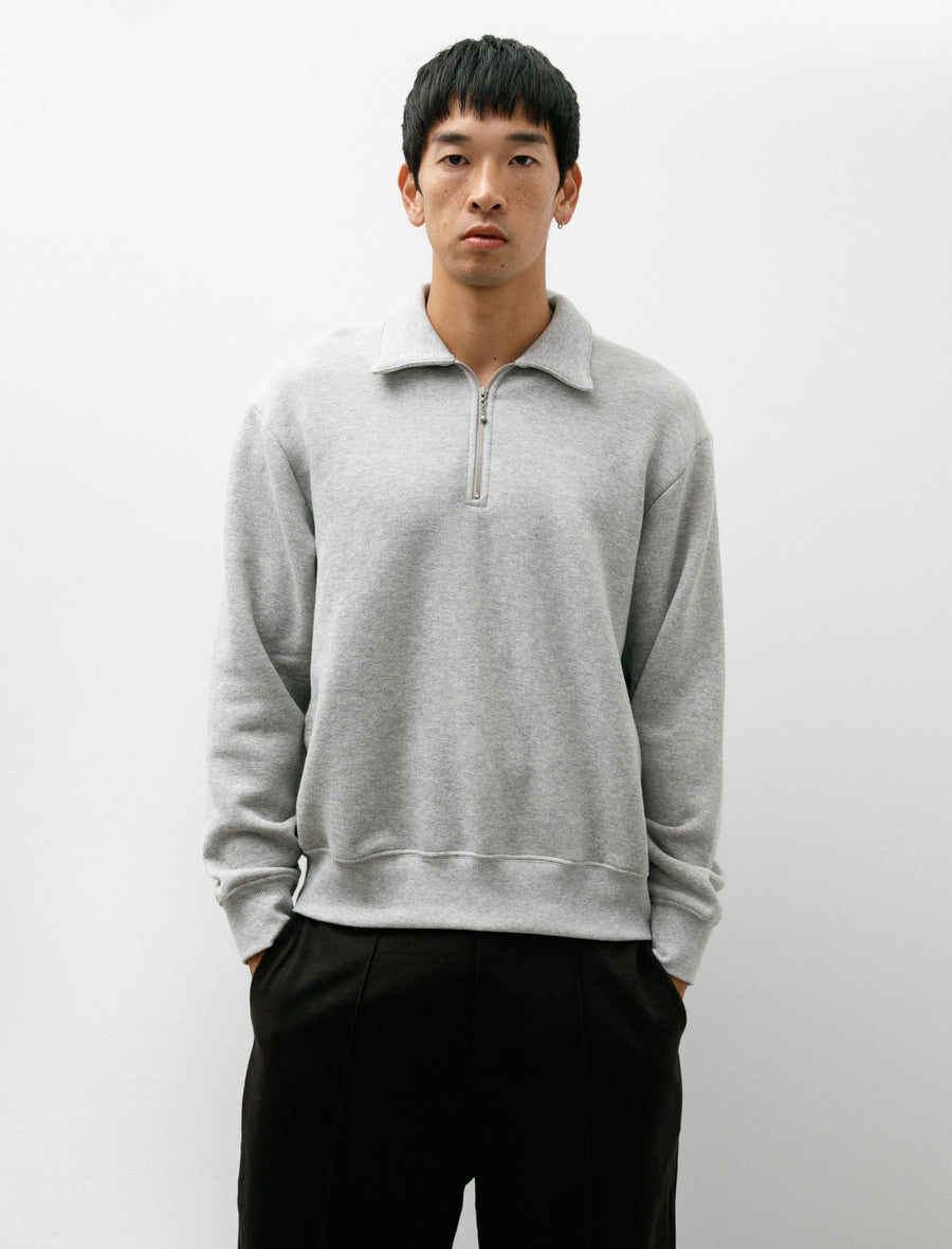 Cotton Wool Quarter Zip Sweatshirt Heather Grey - Image 1