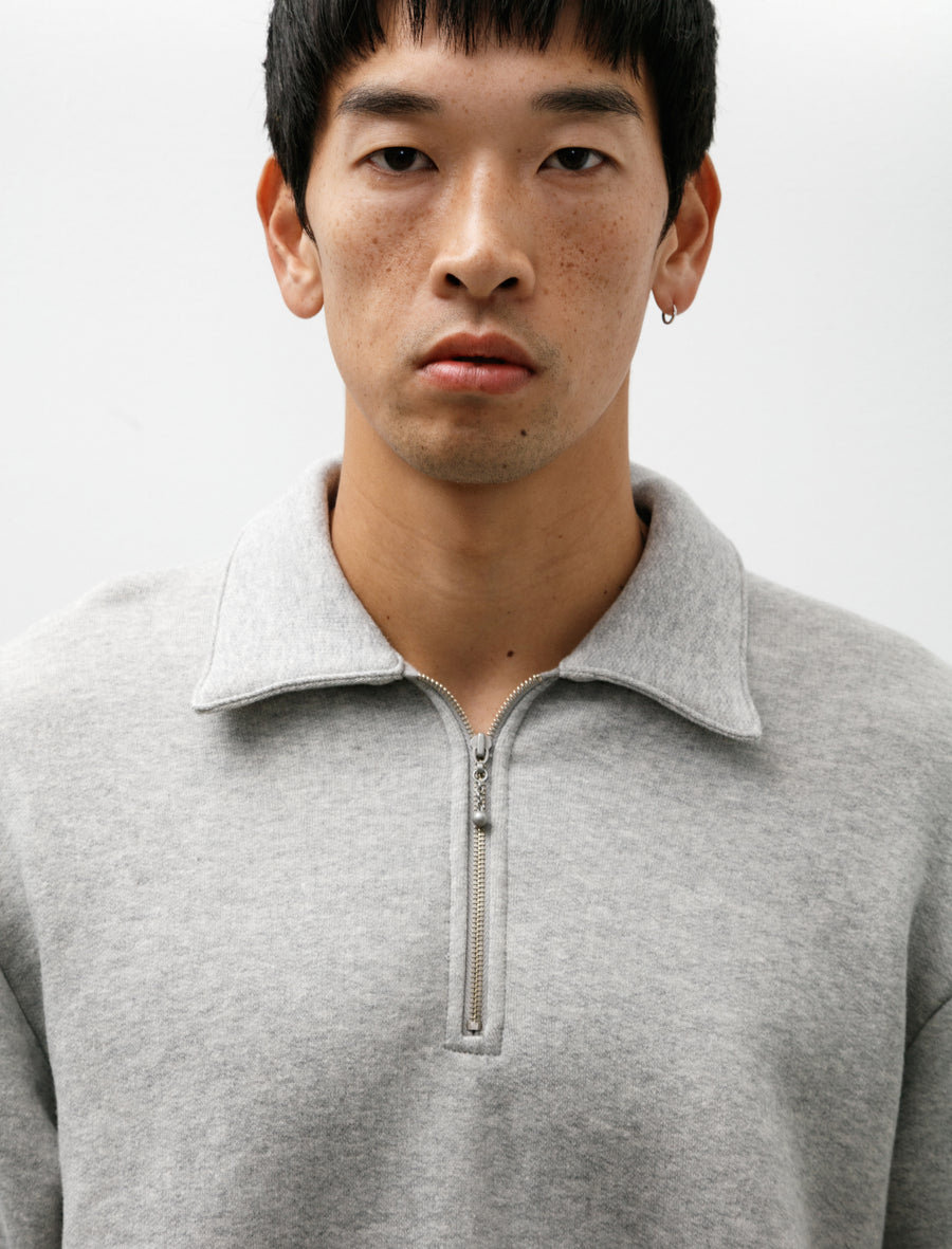 Cotton Wool Quarter Zip Sweatshirt Heather Grey - Image 4