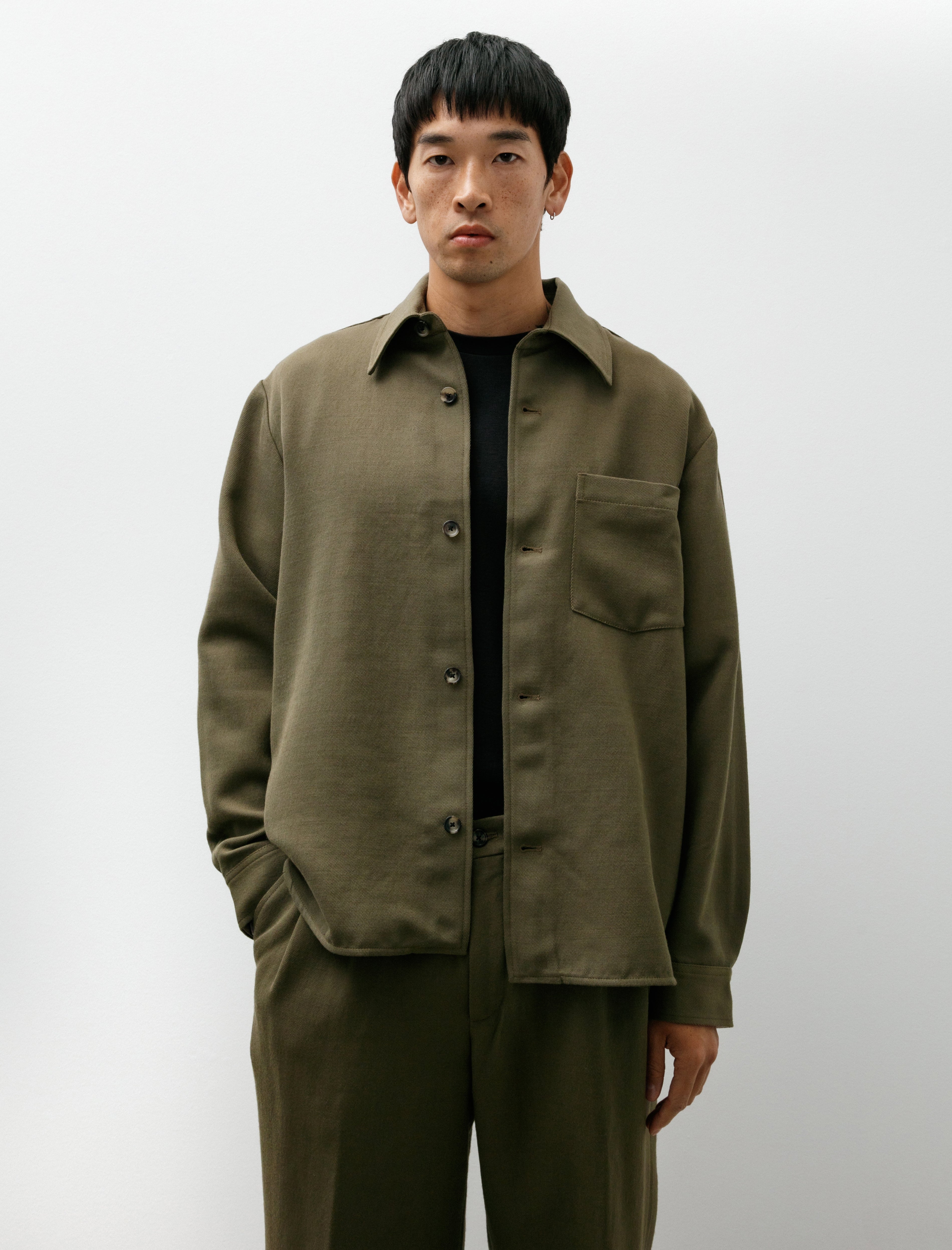 Norse Projects Hjalmer Cavalry Cotton Wool Over Shirt Olive Night