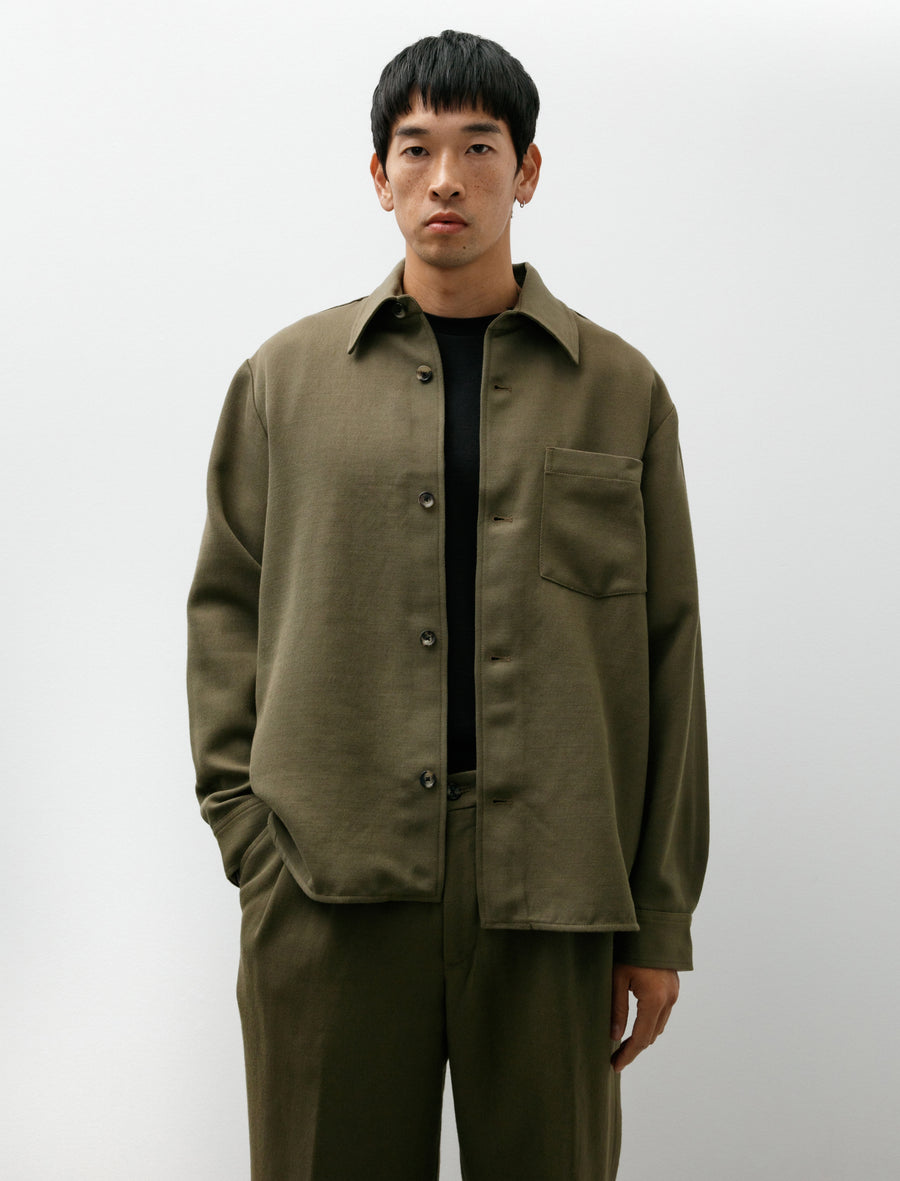 Hjalmer Cavalry Cotton Wool Over Shirt Olive Night - Image 4