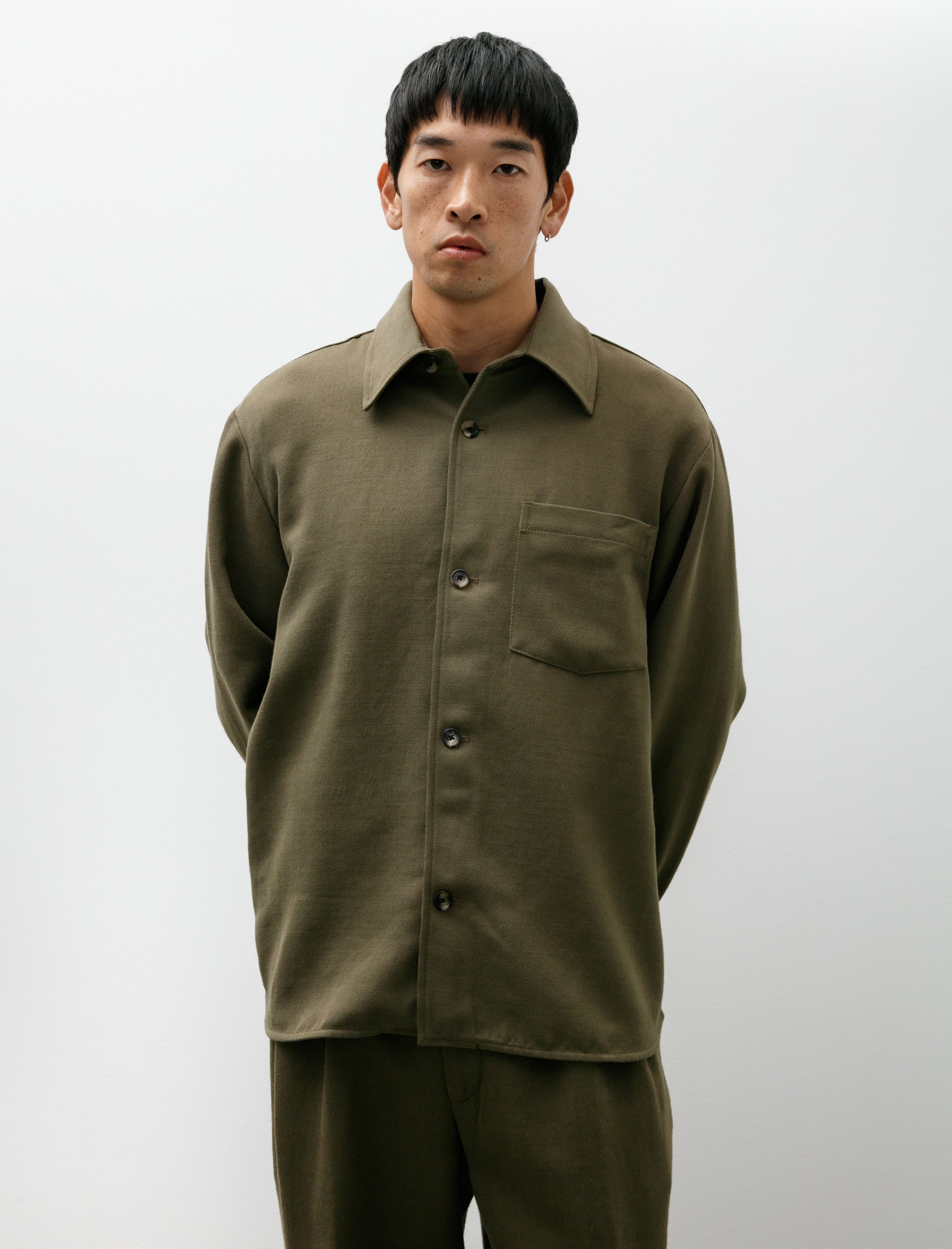 Norse Projects Hjalmer Cavalry Cotton Wool Over Shirt Olive Night