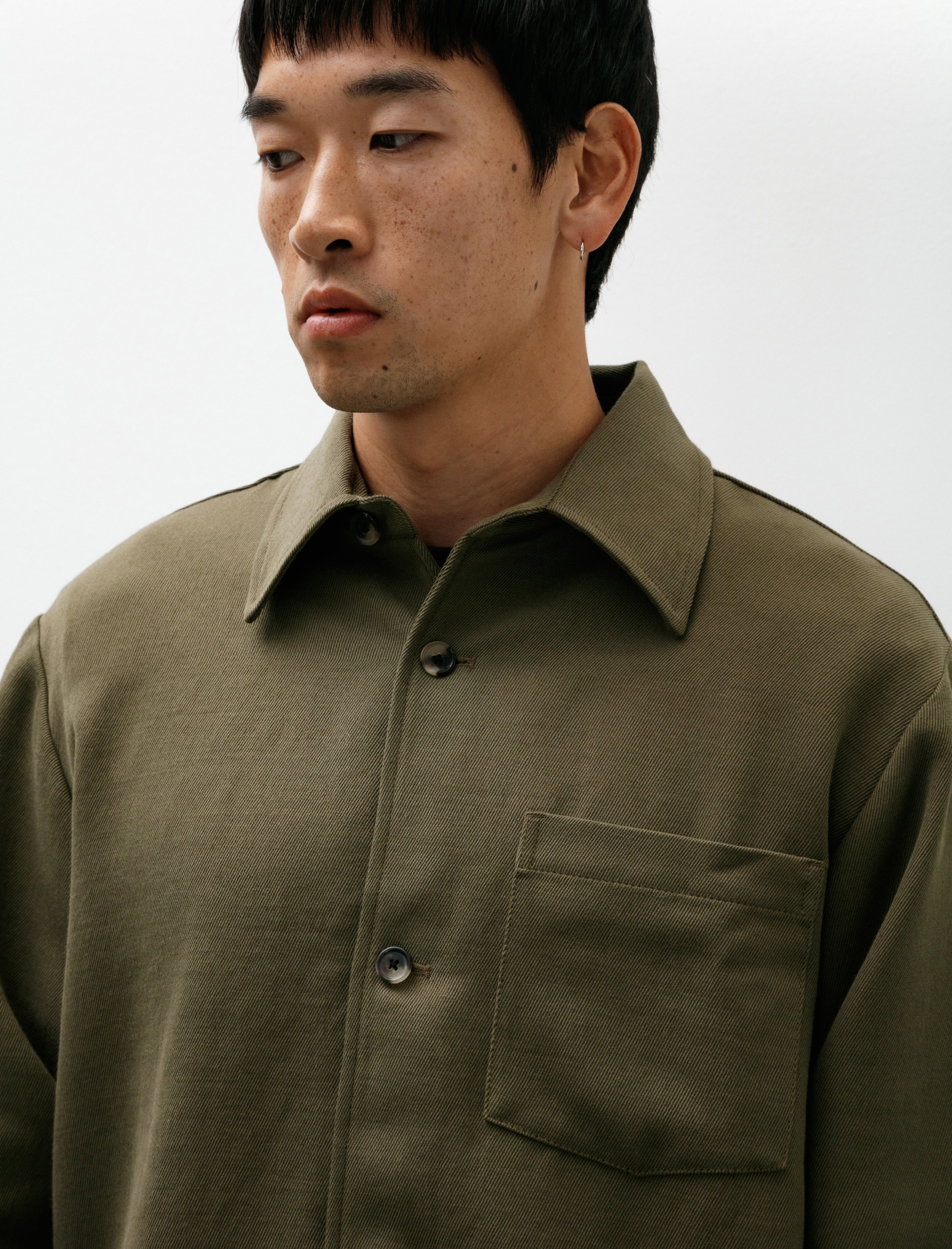 Norse Projects Hjalmer Cavalry Cotton Wool Over Shirt Olive Night