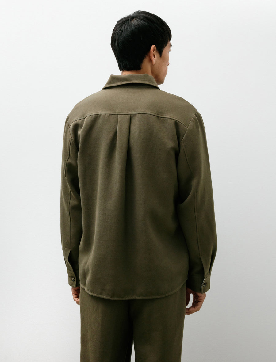 Hjalmer Cavalry Cotton Wool Over Shirt Olive Night - Image 2